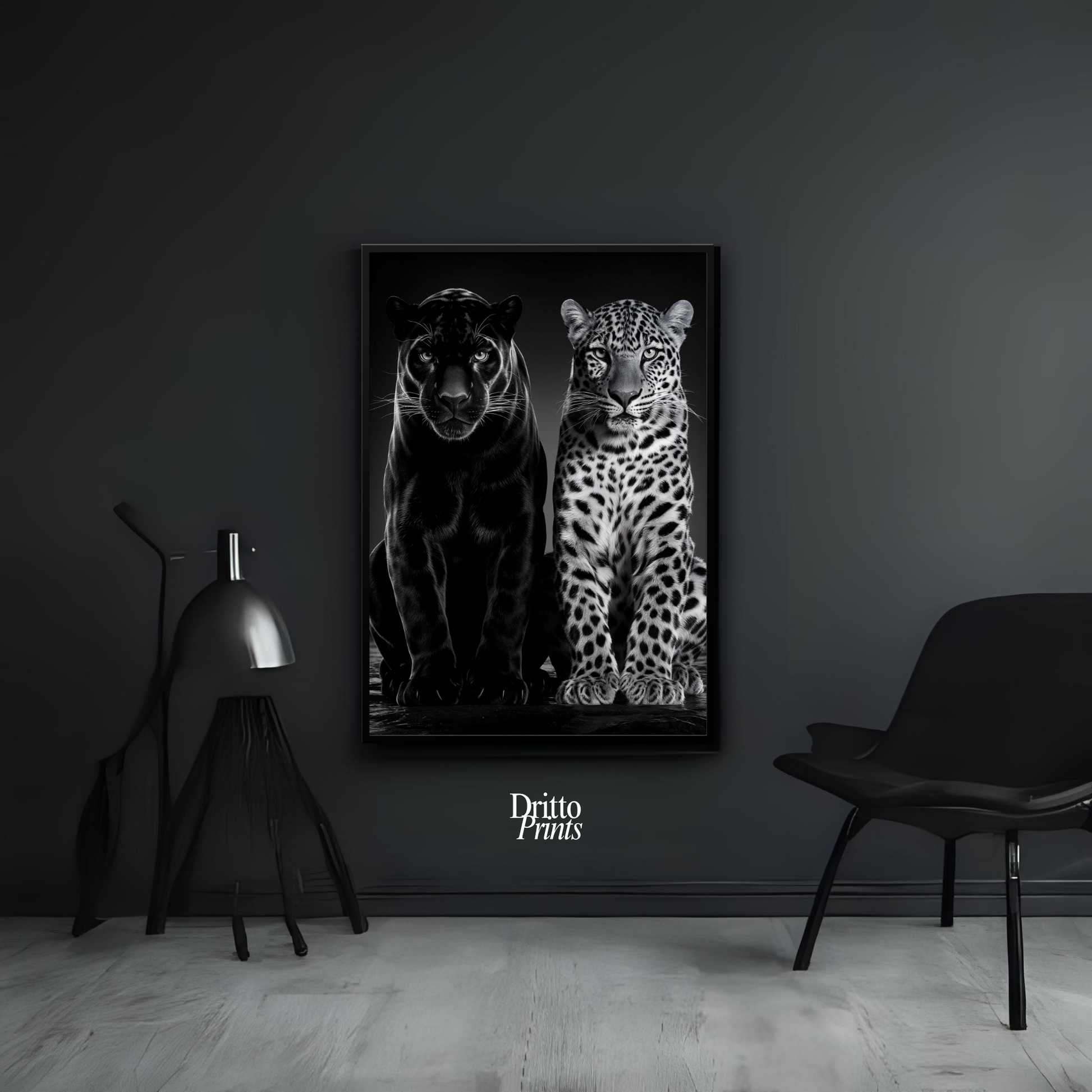 (FD5) Black Panther and Leopard – Silent Royals Framed matte paper poster