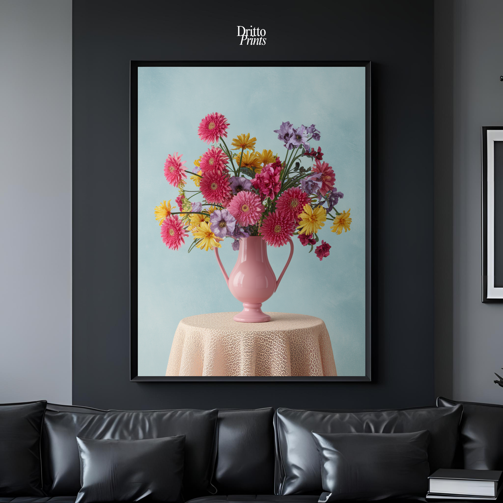 (FD20) Vibrant Grace on a Gentle Table - Framed matte paper poster
