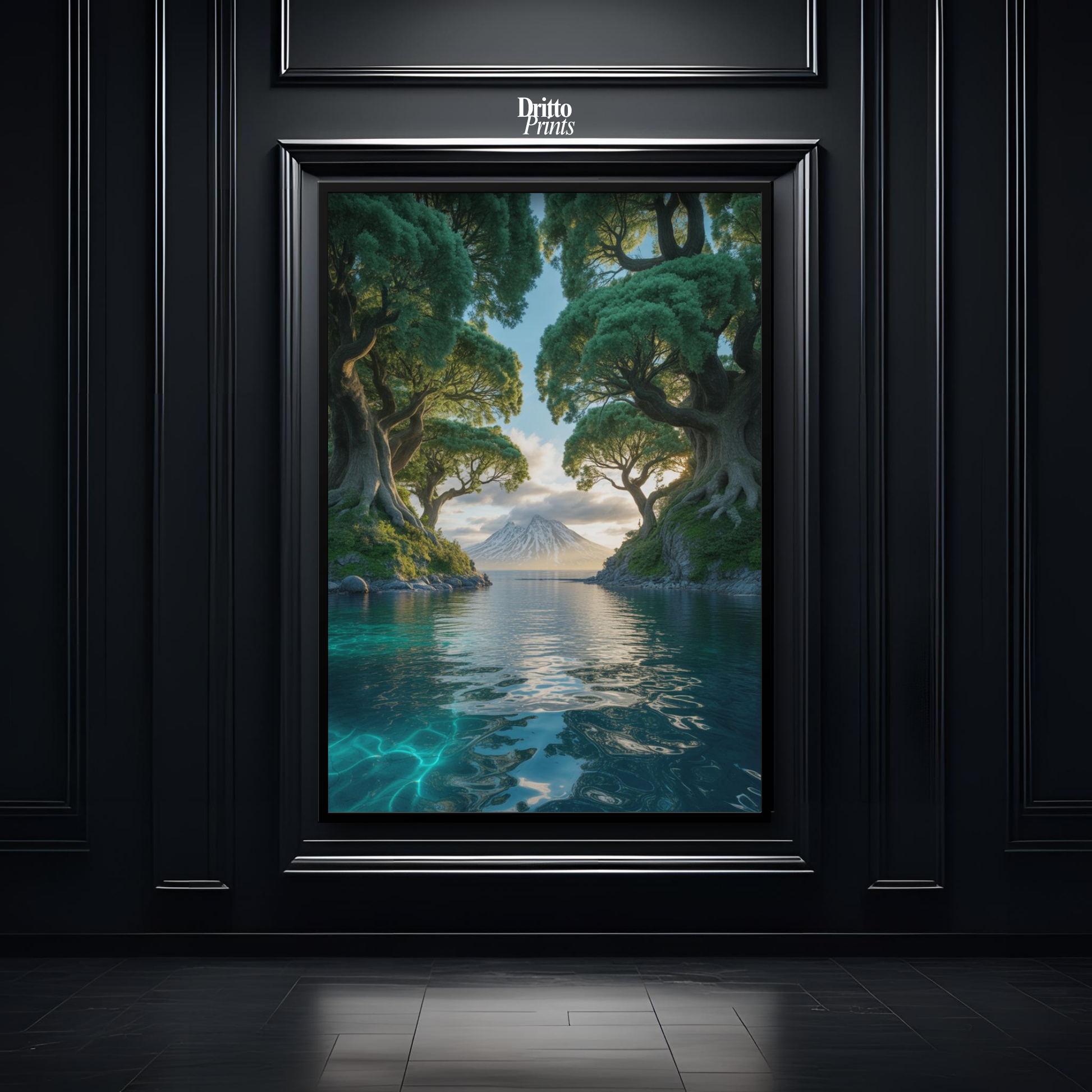 (FD28) Serene Forest & Sea - Framed matte paper poster