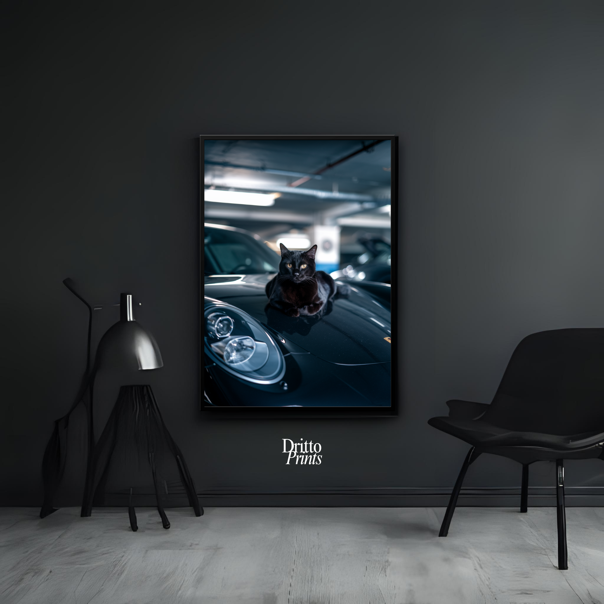 (FD9) Black Cat Turbo - Framed matte paper poster