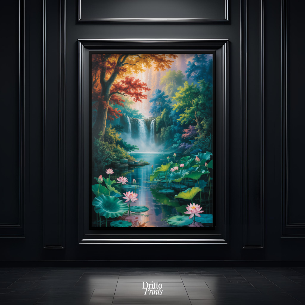 (FD26) Dream of the Lotus Falls - Framed matte paper poster