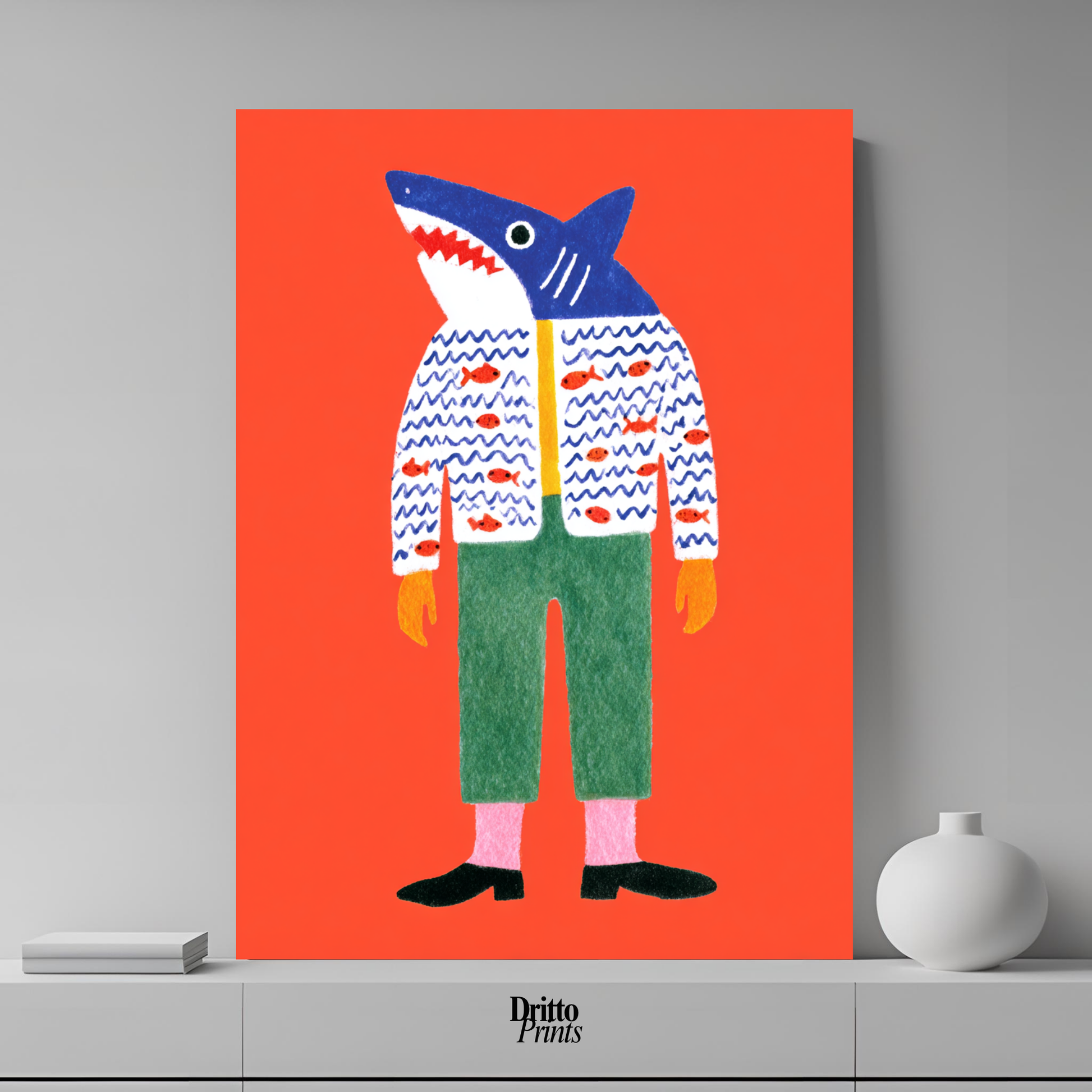 (PD33) Cyber Predator – High-Tech Shark Mask Poster