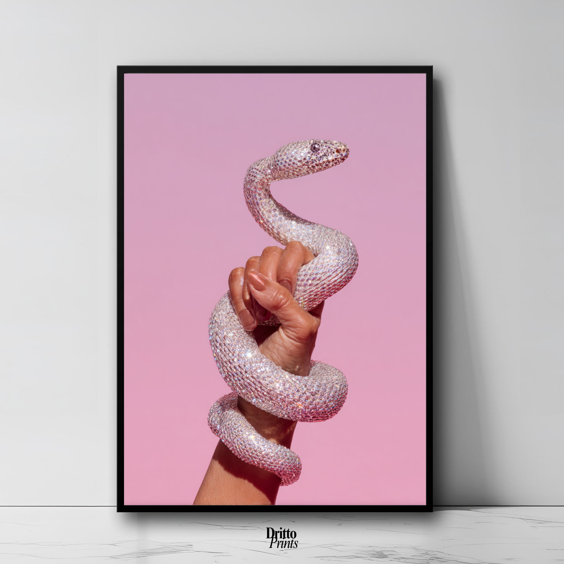 (FD31) Diamond Serpent in Her Hand - Framed matte paper poster