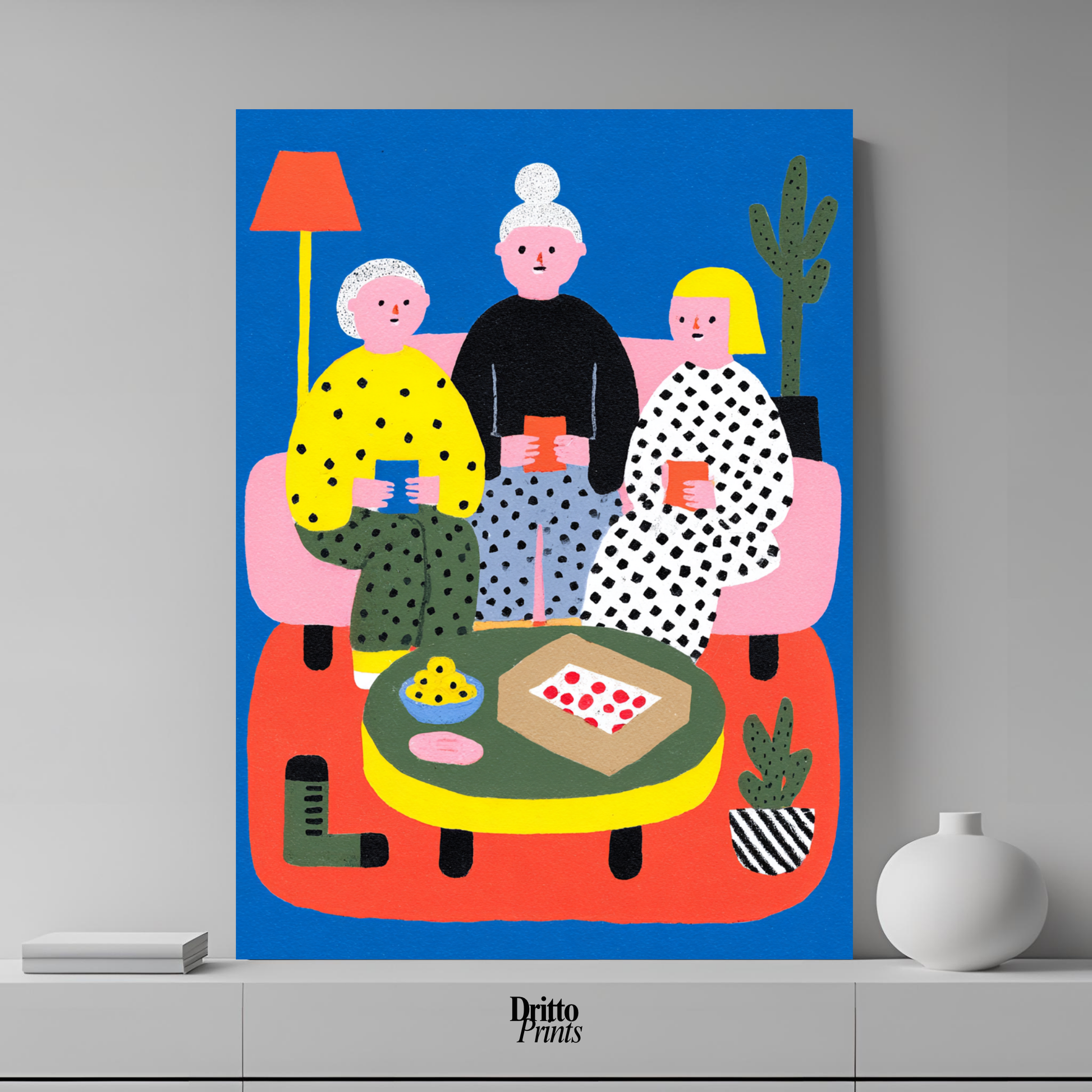(PD36) Retro Sleepover – Pizza, Batman & 80s Living Room Poster