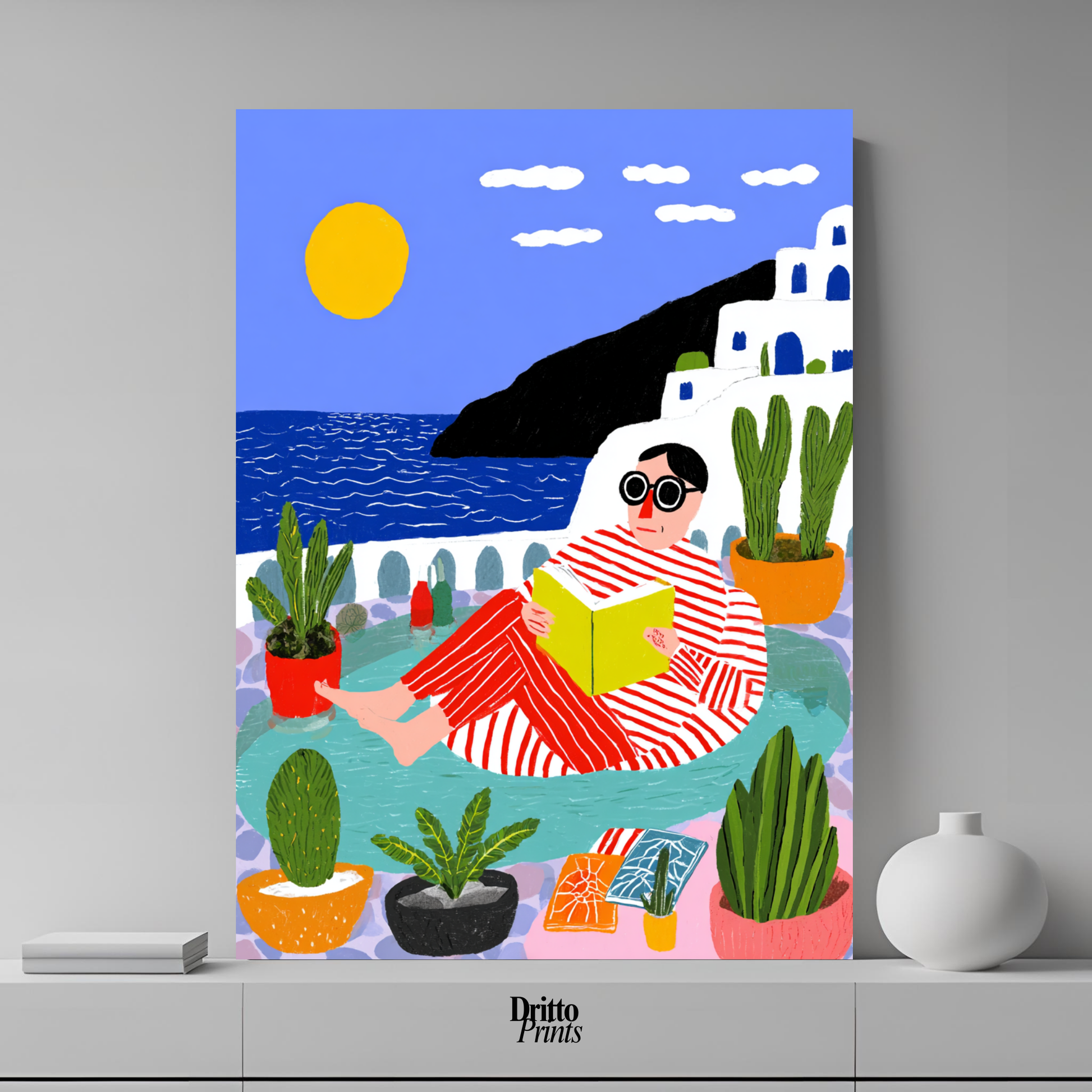 (PD38) Morning Glow at the Villa – 1980s Poolside Poster