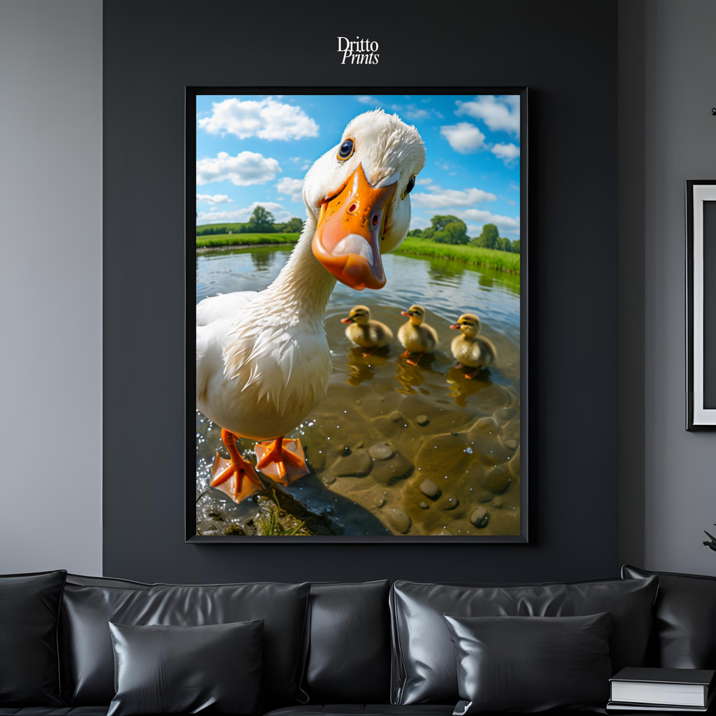 (FD15) Duck, Duck... Hello! - Framed matte paper poster