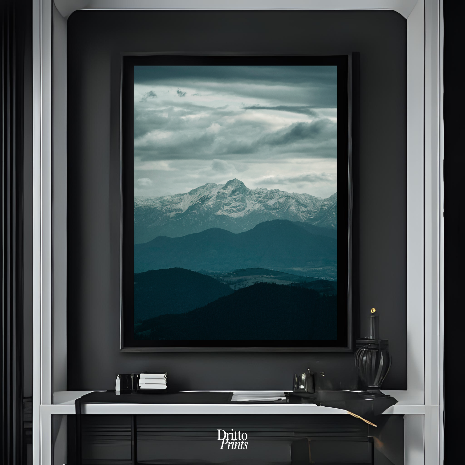 (FD24) Veil of Mountains - Framed matte paper poster