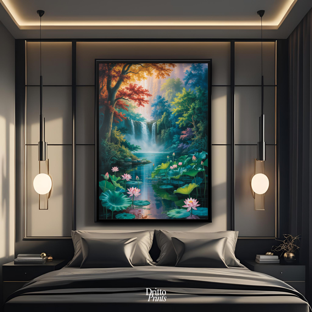 (FD26) Dream of the Lotus Falls - Framed matte paper poster