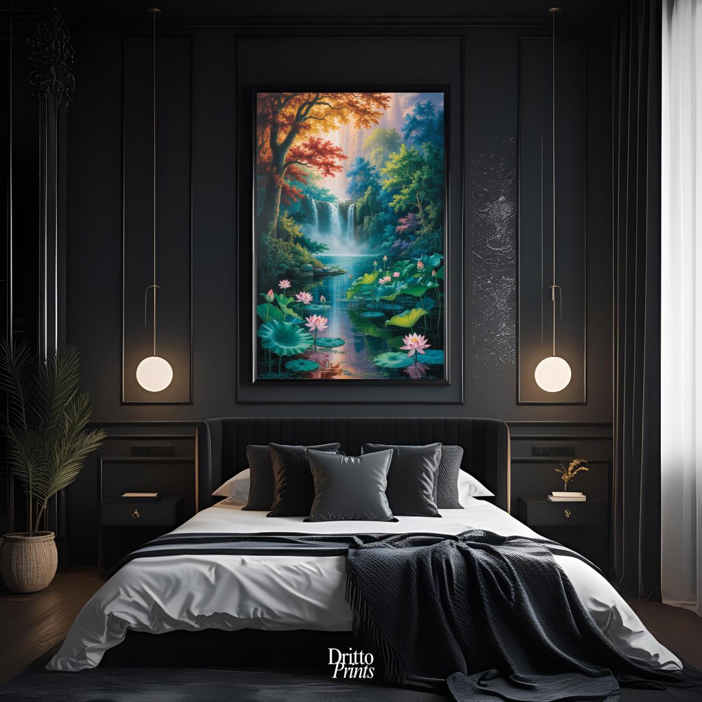 (FD26) Dream of the Lotus Falls - Framed matte paper poster