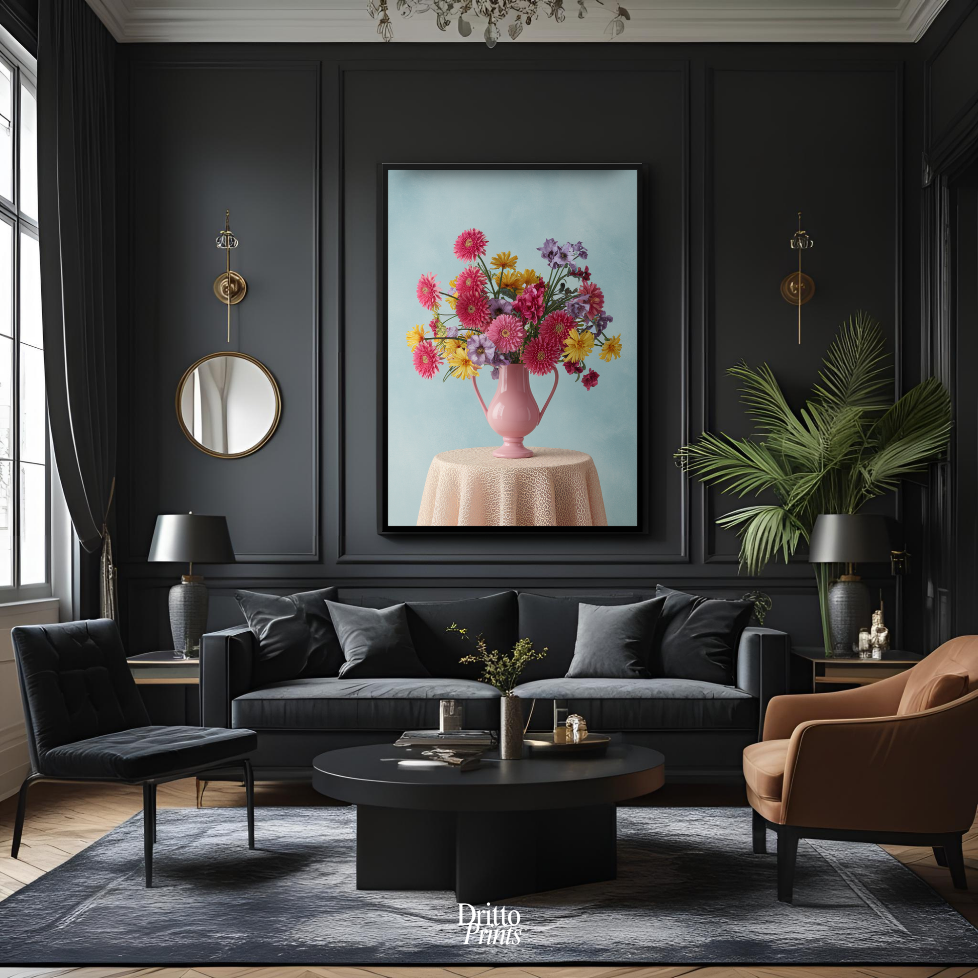 (FD20) Vibrant Grace on a Gentle Table - Framed matte paper poster