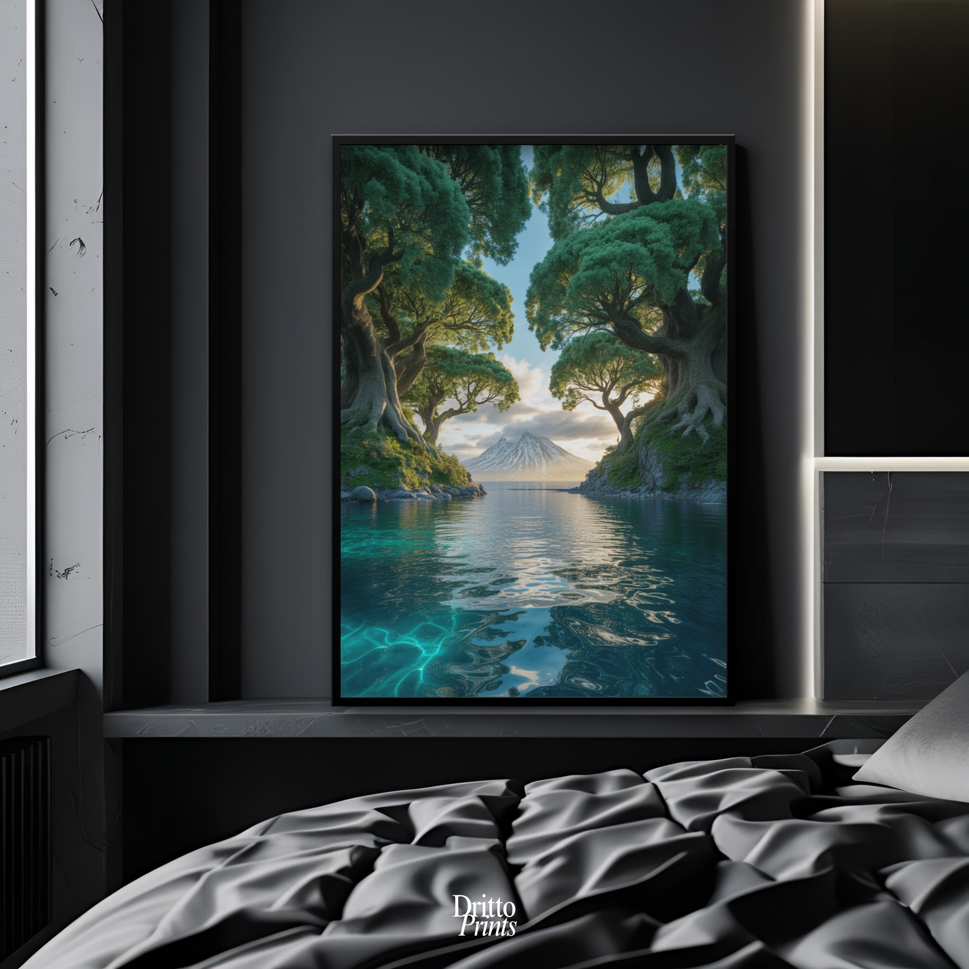 (FD28) Serene Forest & Sea - Framed matte paper poster