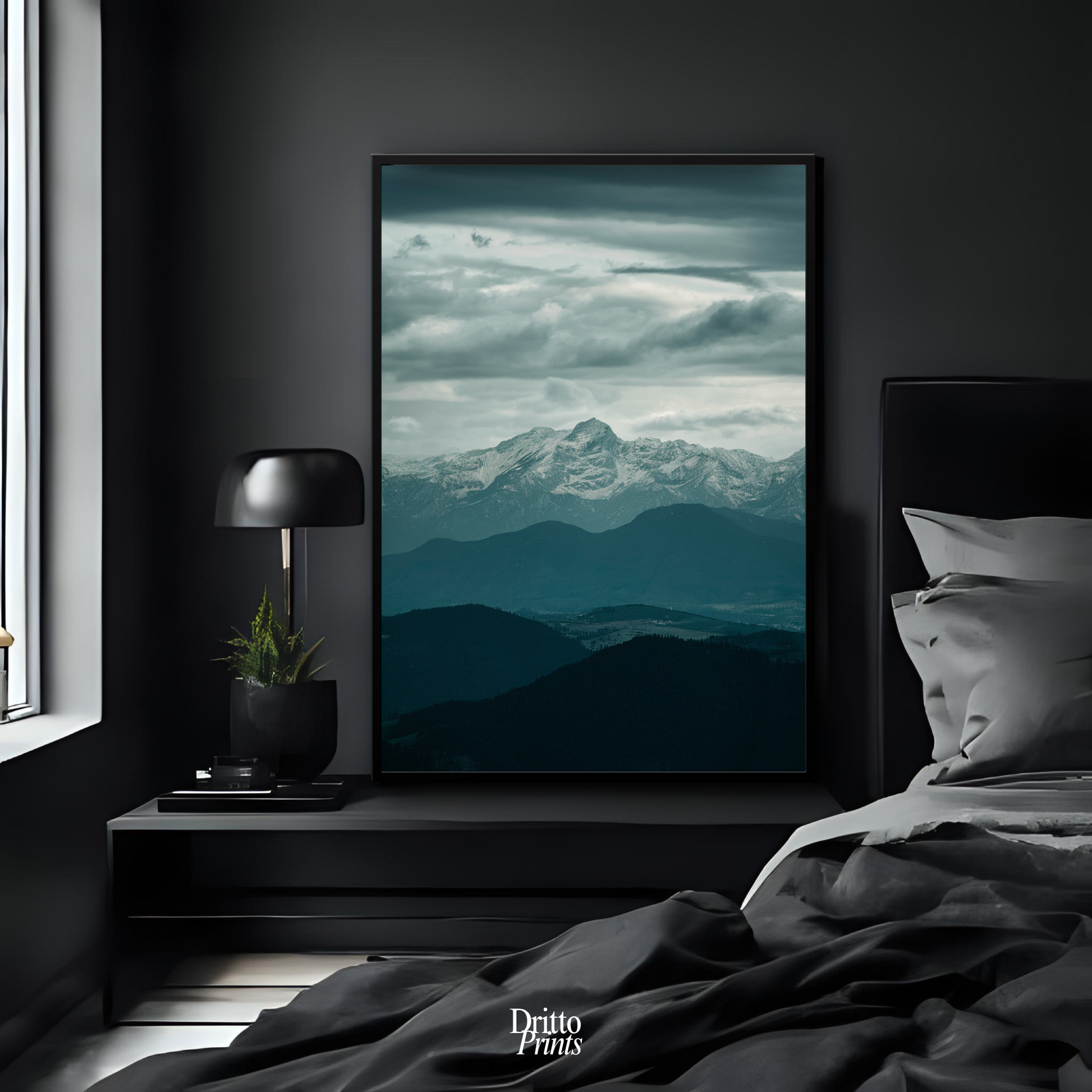 (FD24) Veil of Mountains - Framed matte paper poster