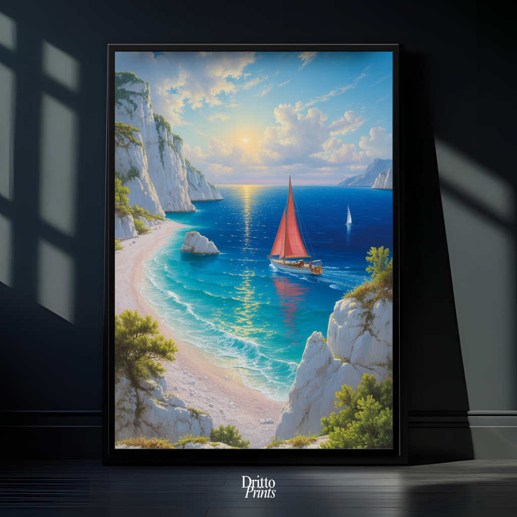 (FD10) Mediterranean Light - Framed matte paper poster