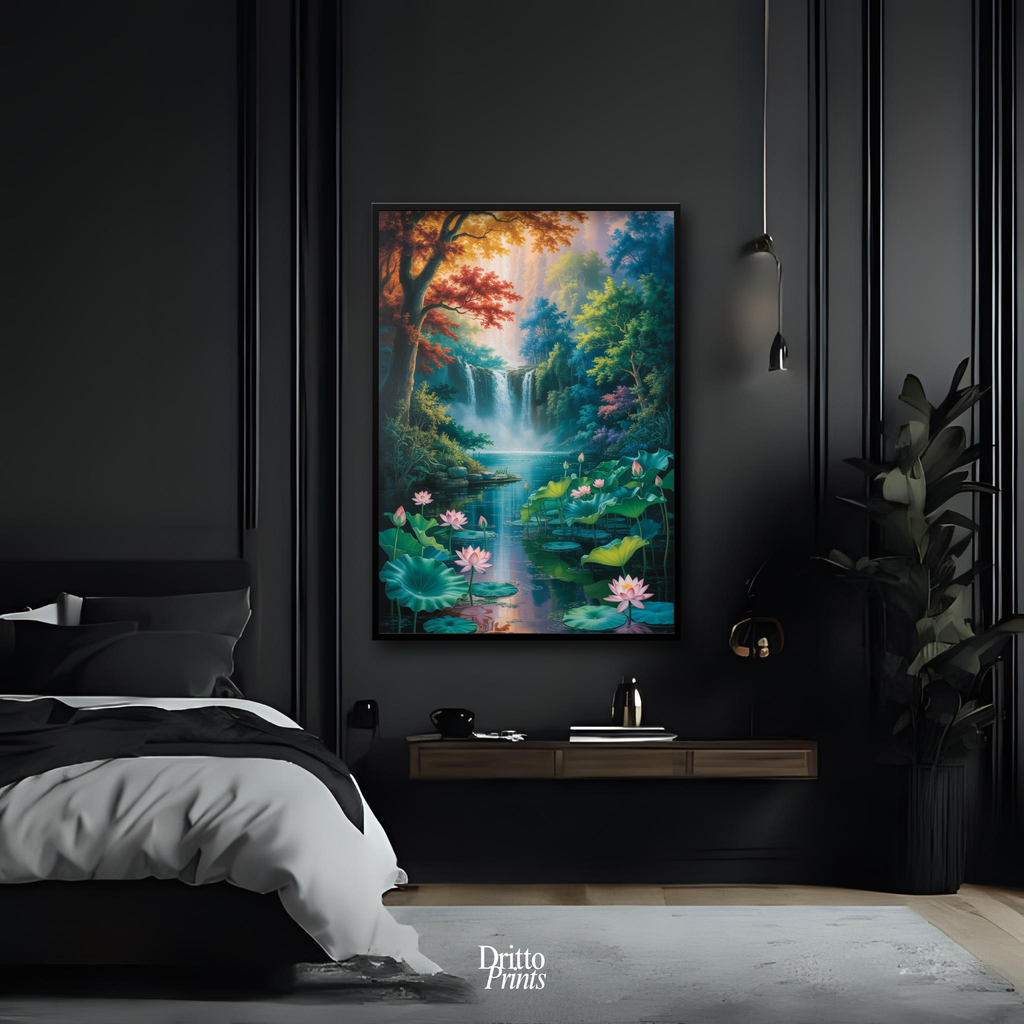 (FD26) Dream of the Lotus Falls - Framed matte paper poster