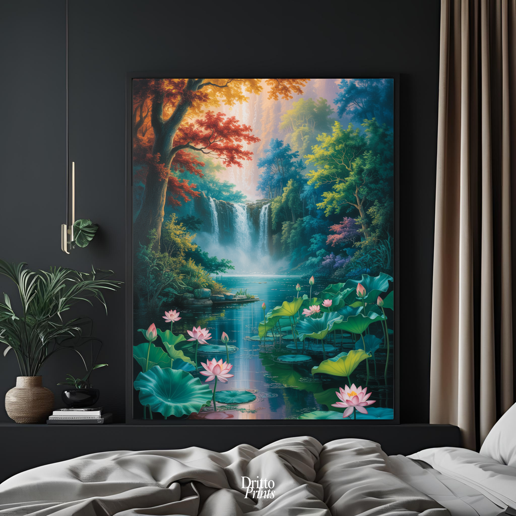 (FD26) Dream of the Lotus Falls - Framed matte paper poster