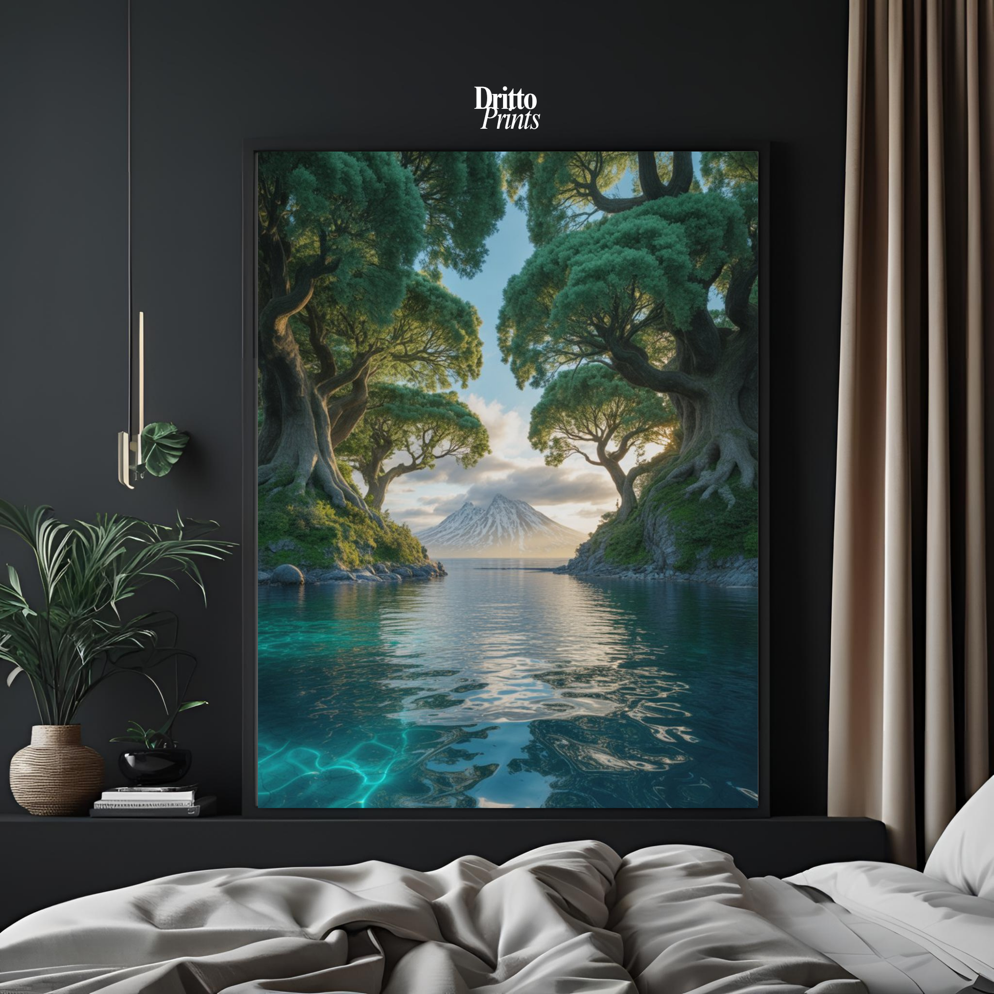 (FD28) Serene Forest & Sea - Framed matte paper poster