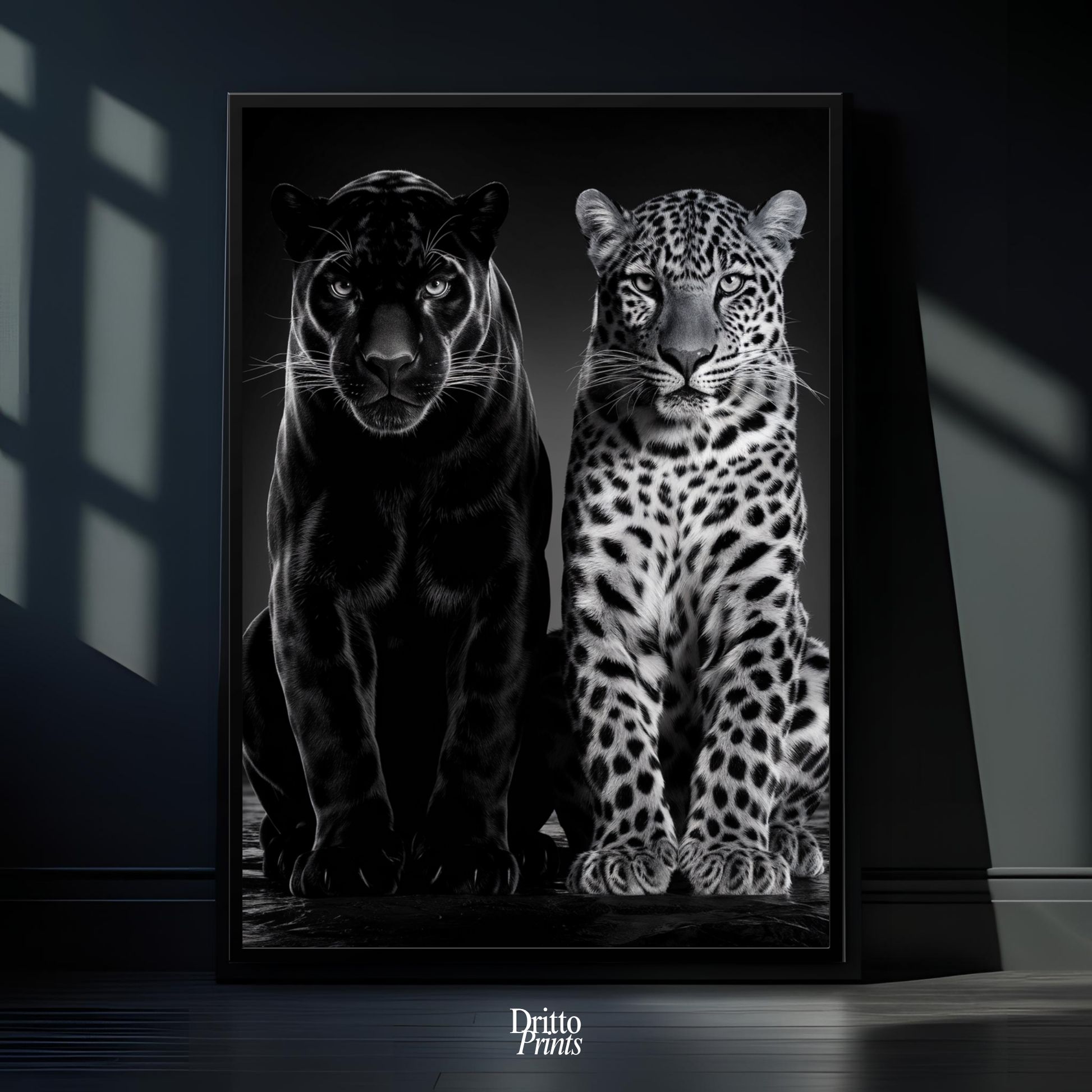 (FD5) Black Panther and Leopard – Silent Royals Framed matte paper poster