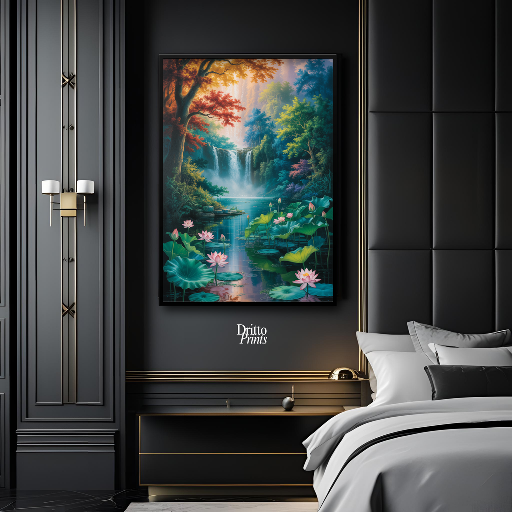 (FD26) Dream of the Lotus Falls - Framed matte paper poster
