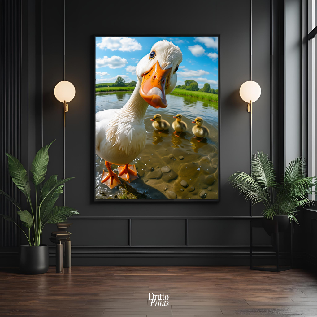 (FD15) Duck, Duck... Hello! - Framed matte paper poster