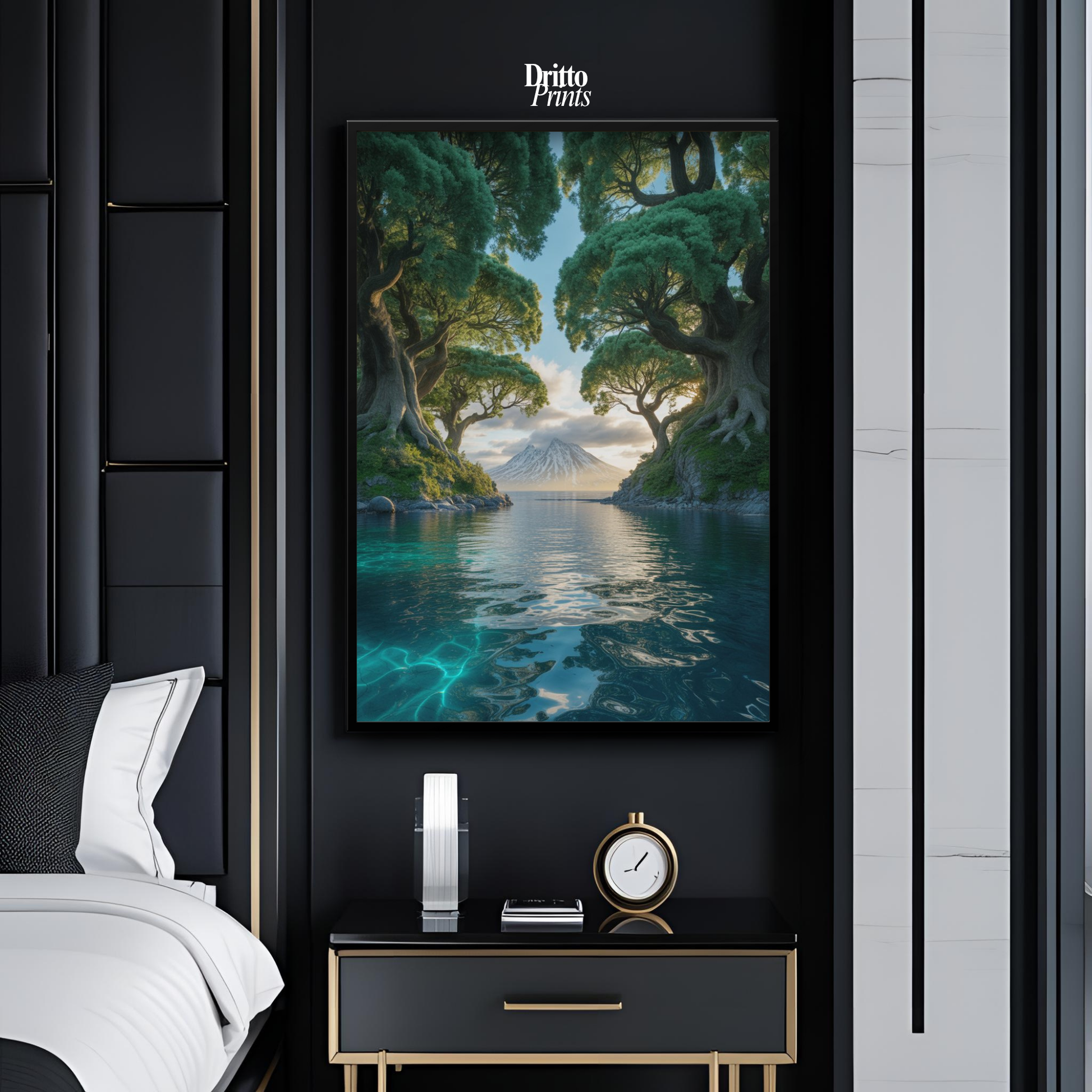 (FD28) Serene Forest & Sea - Framed matte paper poster