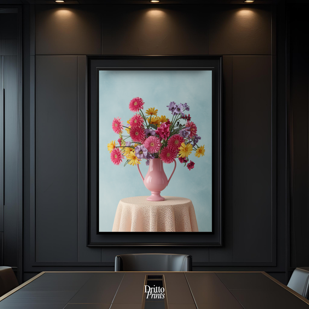(FD20) Vibrant Grace on a Gentle Table - Framed matte paper poster