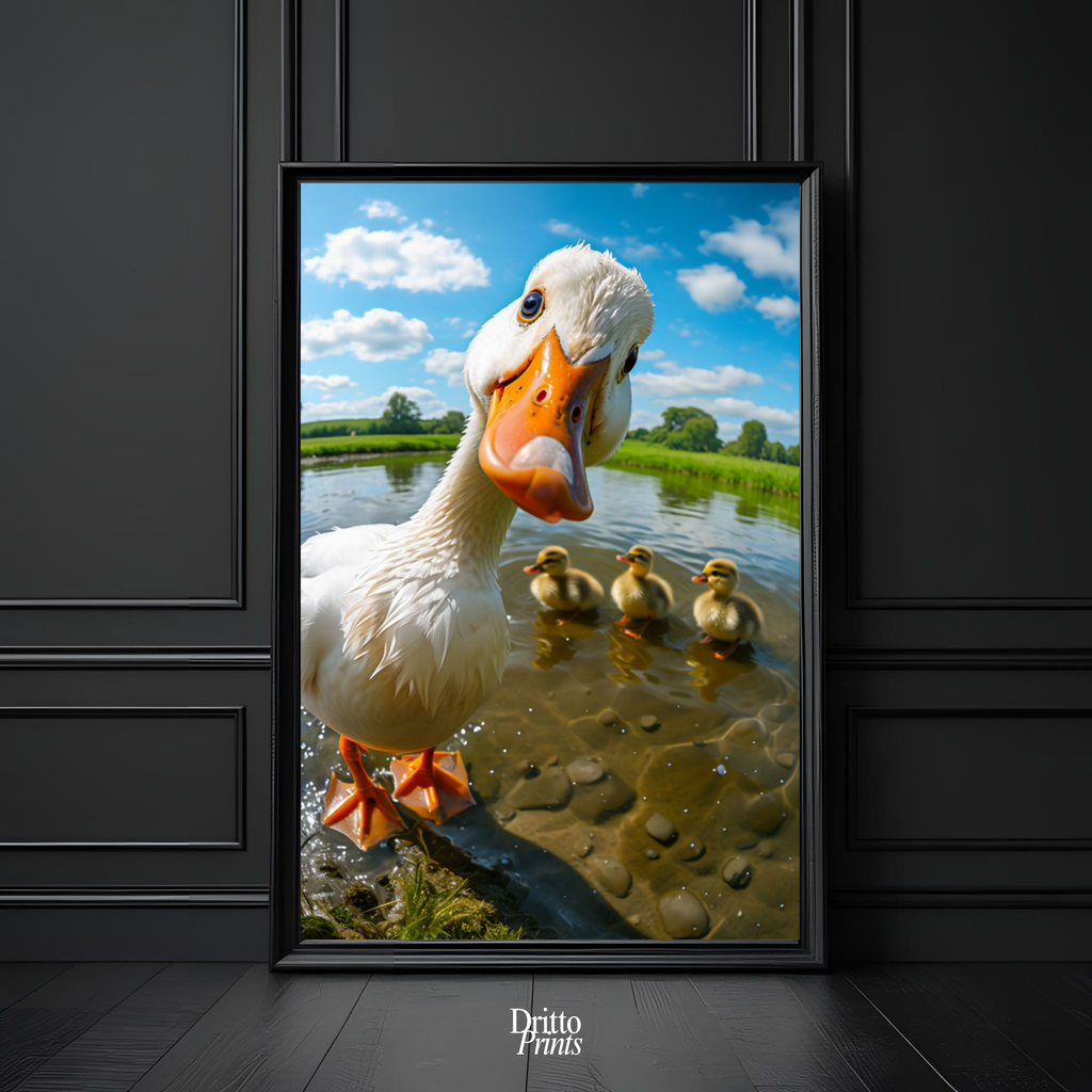(FD15) Duck, Duck... Hello! - Framed matte paper poster