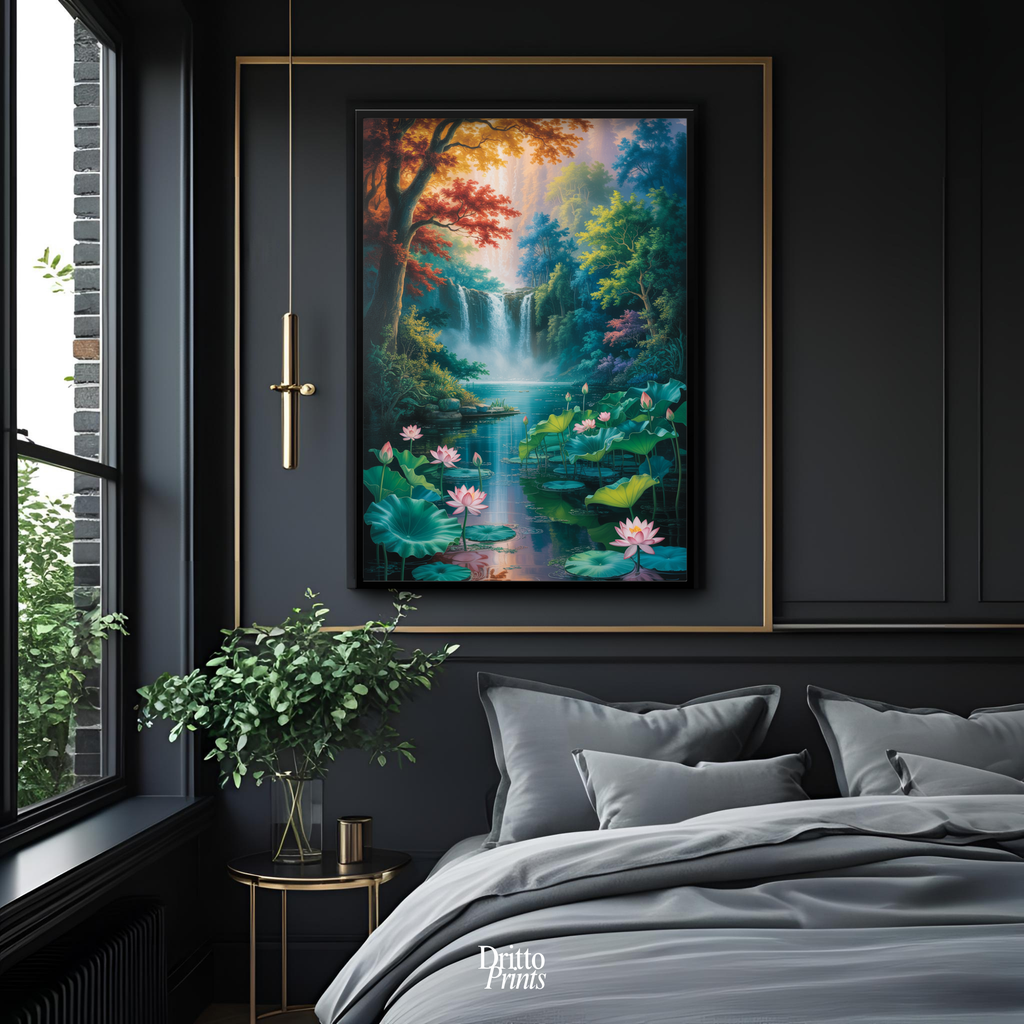 (FD26) Dream of the Lotus Falls - Framed matte paper poster