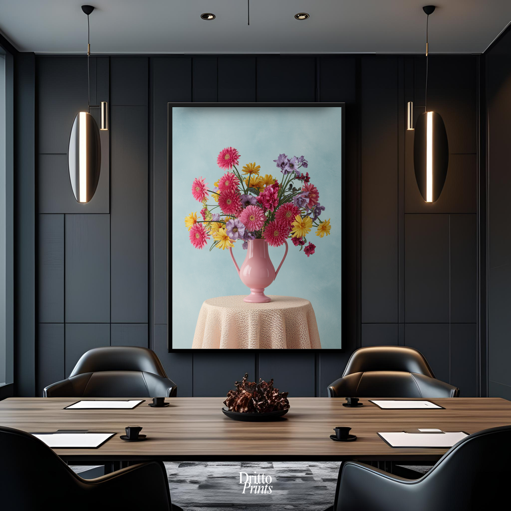 (FD20) Vibrant Grace on a Gentle Table - Framed matte paper poster