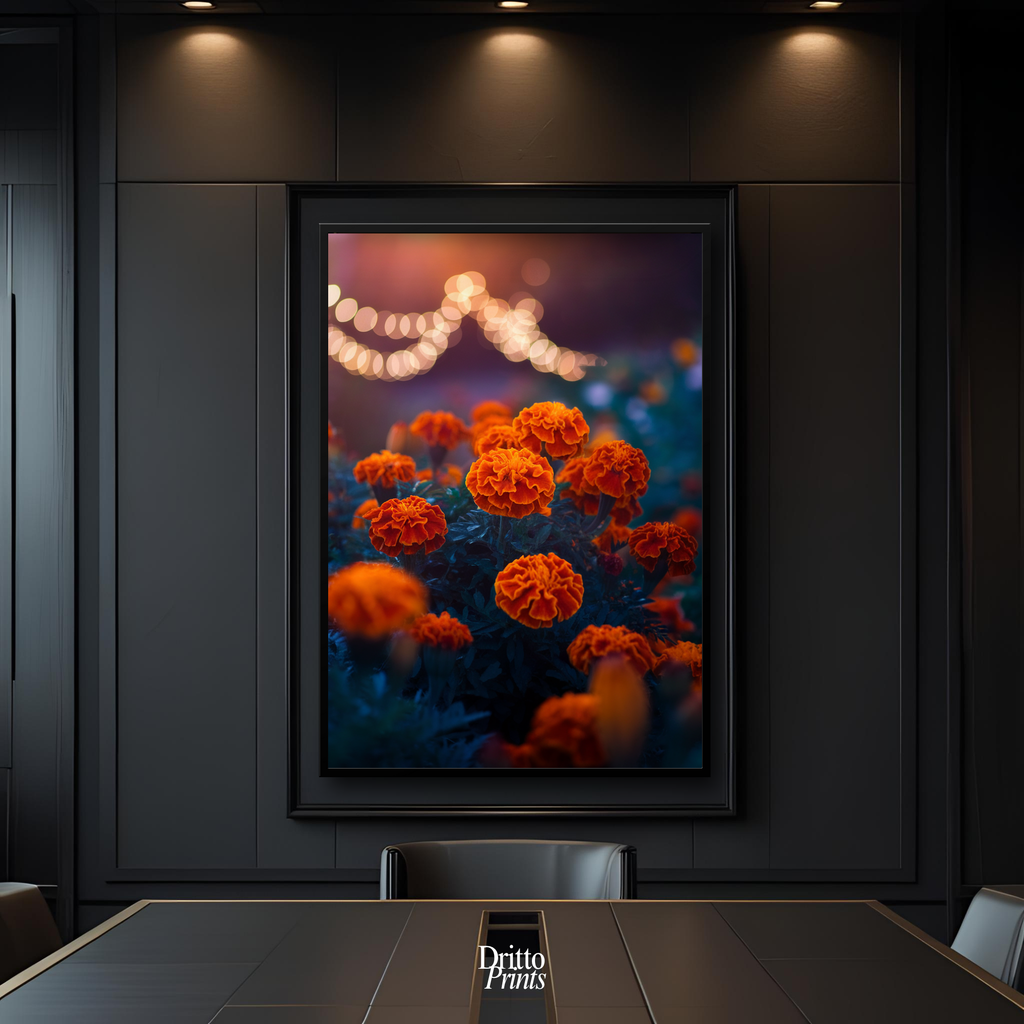 (FD19) Golden Marigolds - Framed matte paper poster