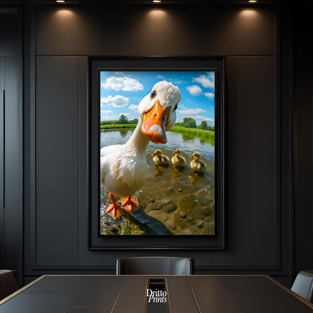 (FD15) Duck, Duck... Hello! - Framed matte paper poster
