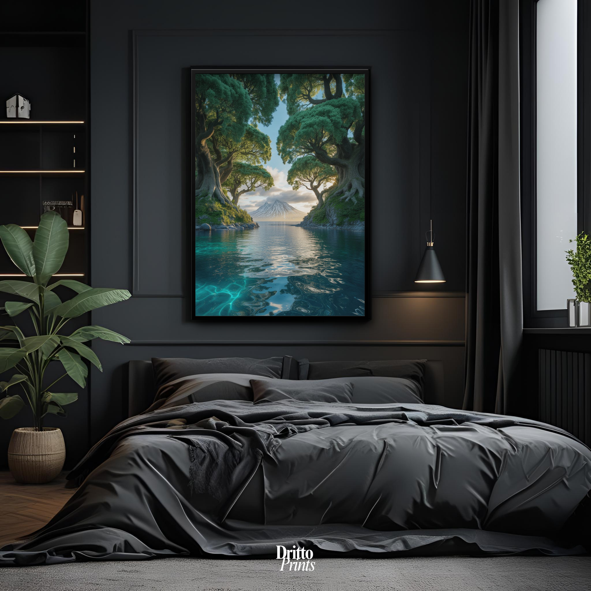 (FD28) Serene Forest & Sea - Framed matte paper poster
