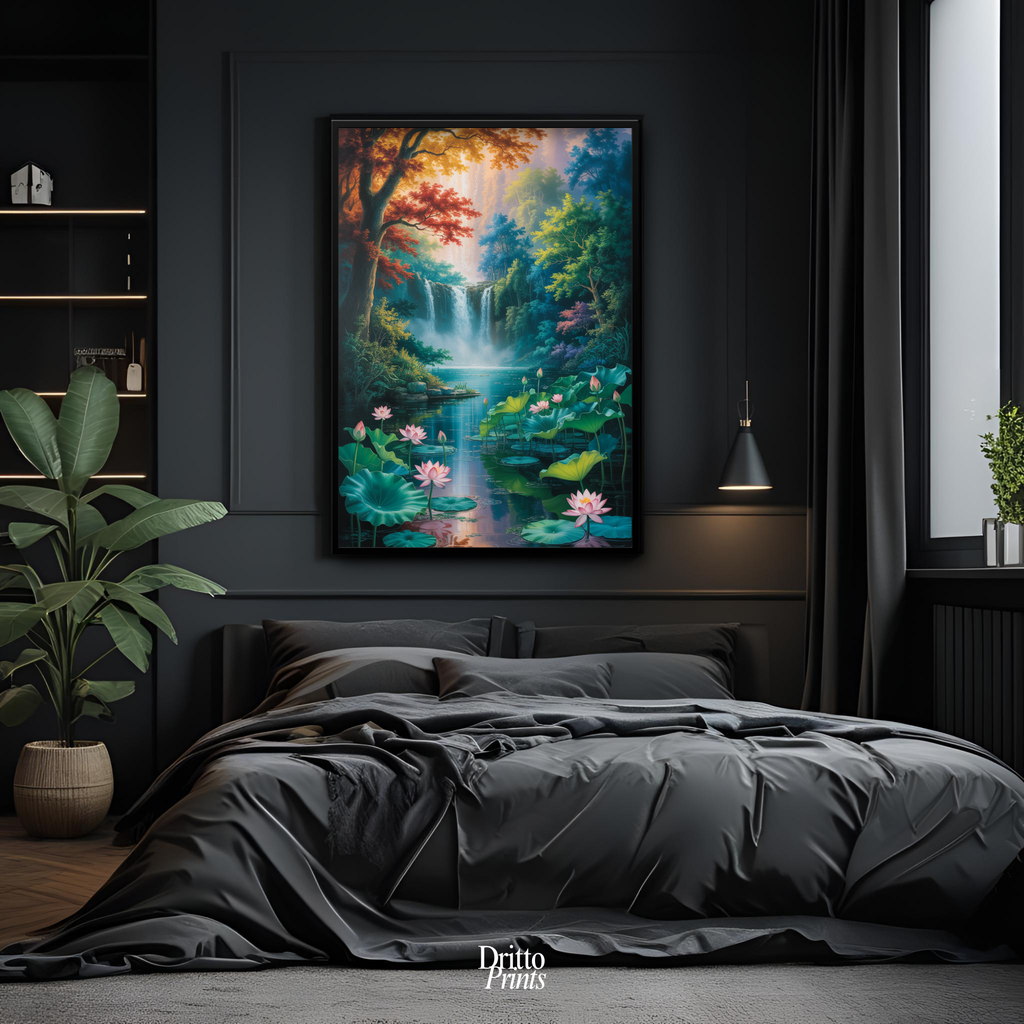 (FD26) Dream of the Lotus Falls - Framed matte paper poster