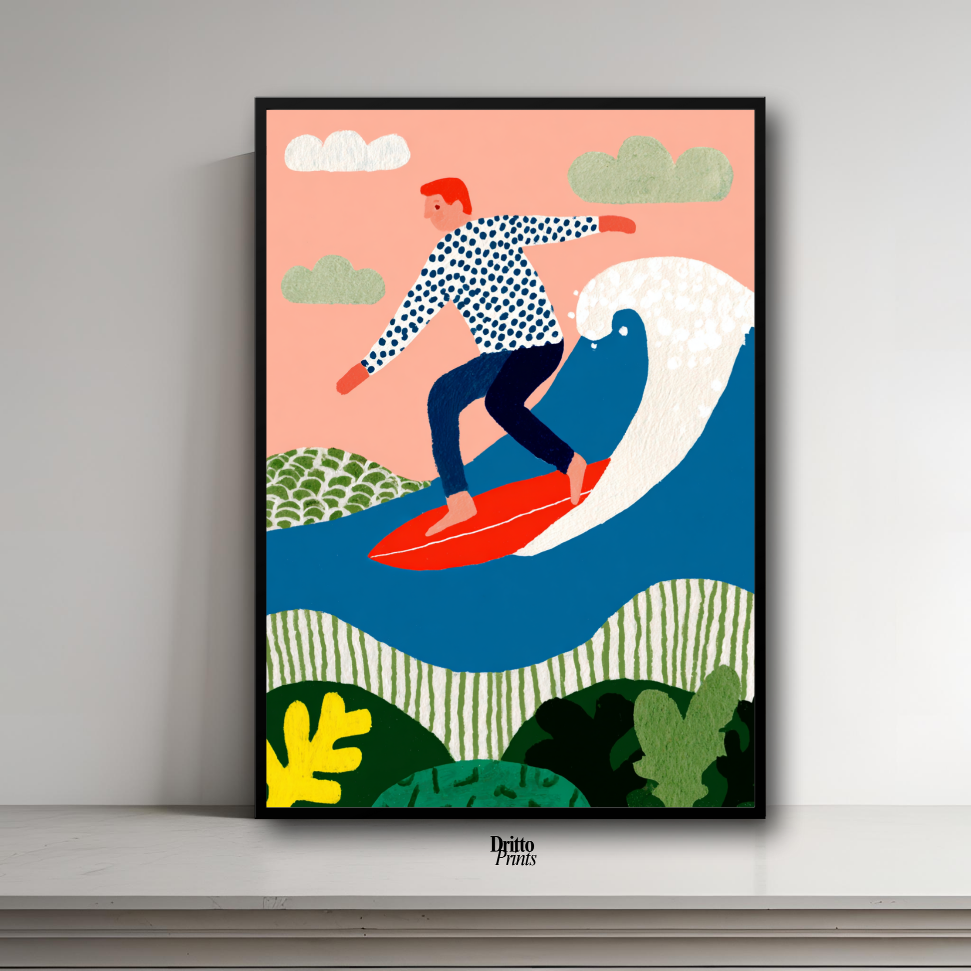 (FD39) Big Wave Ride – Framed matte paper poster