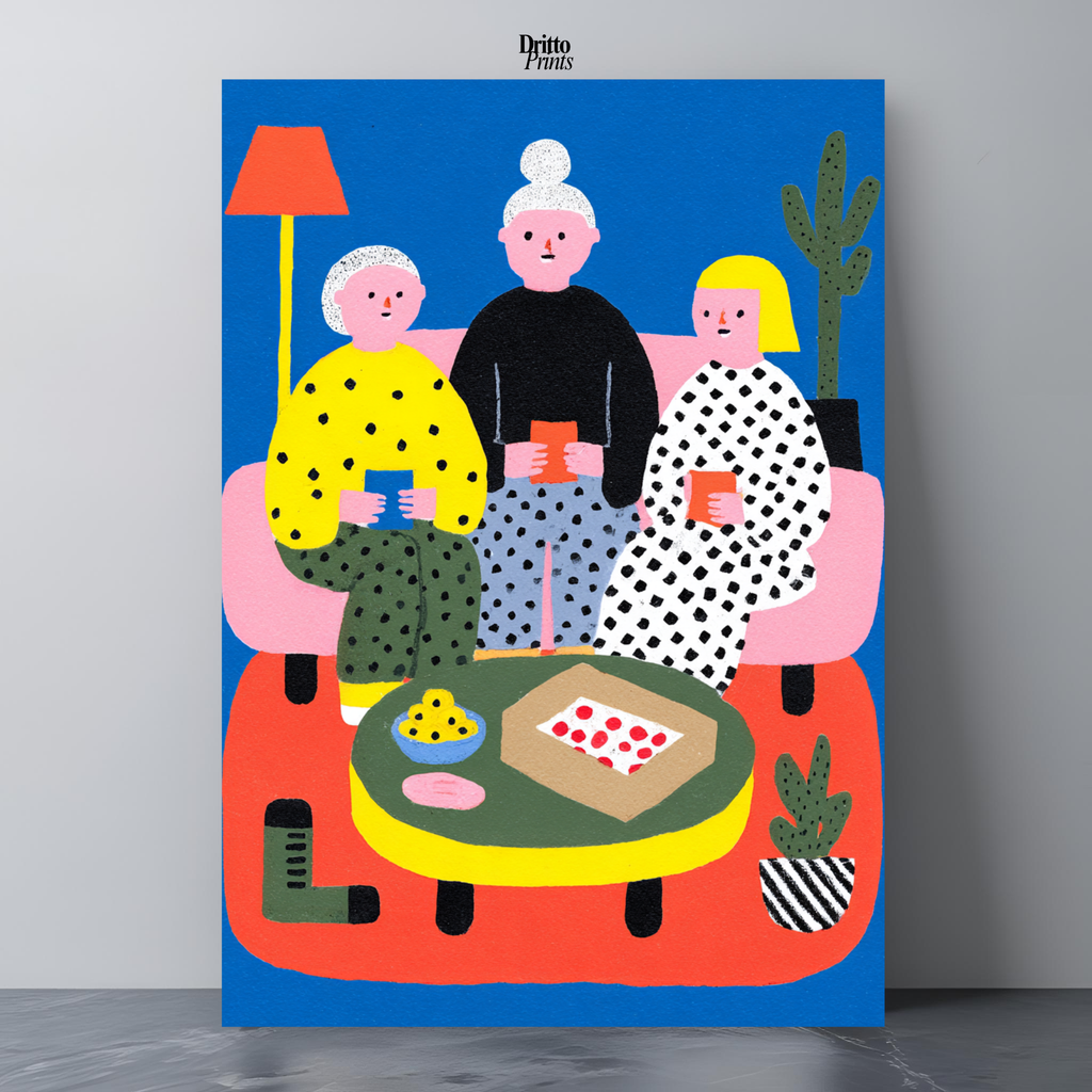 (PD36) Retro Sleepover – Pizza, Batman & 80s Living Room Poster