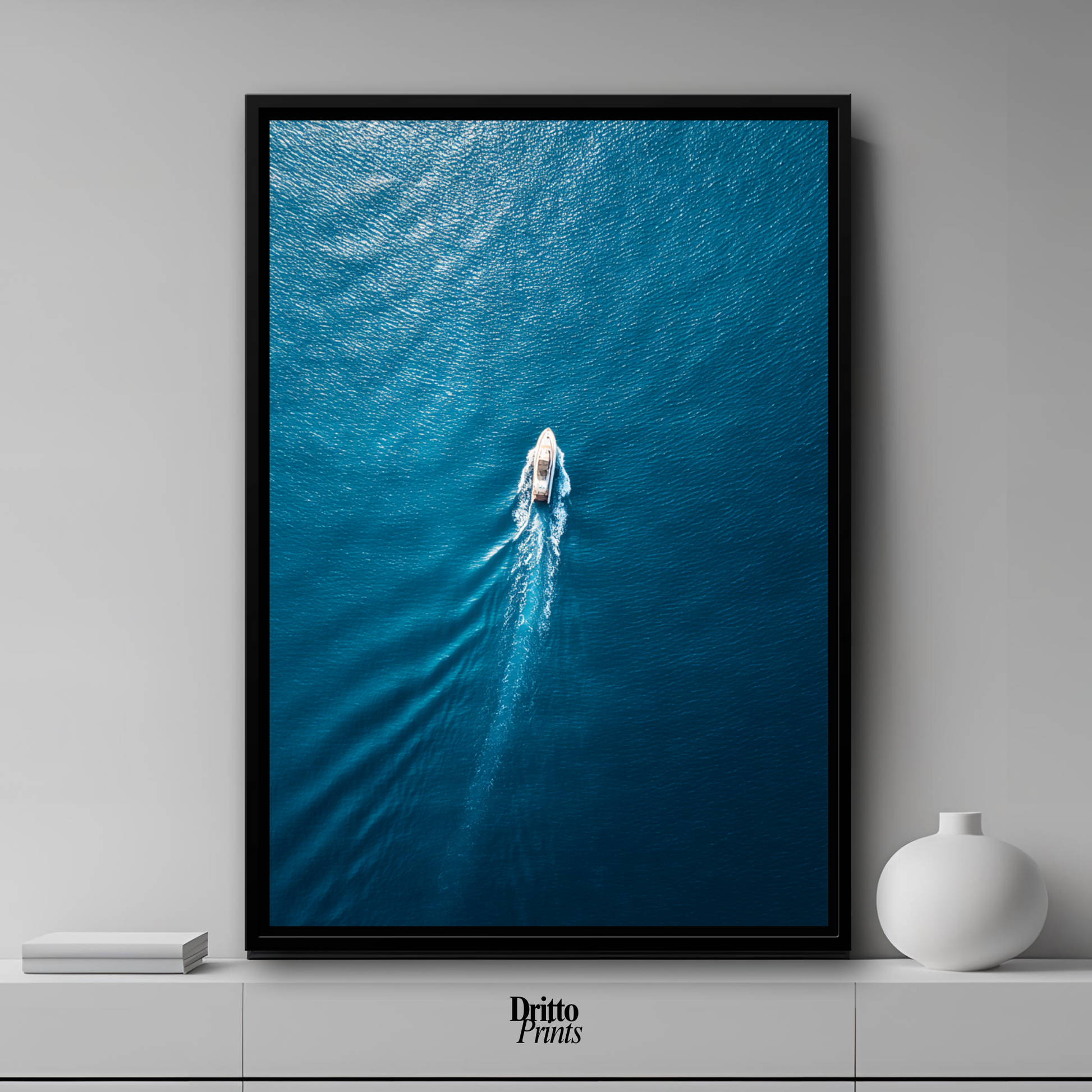 (CF6) Morning Drift Over Blue - Framed canvas