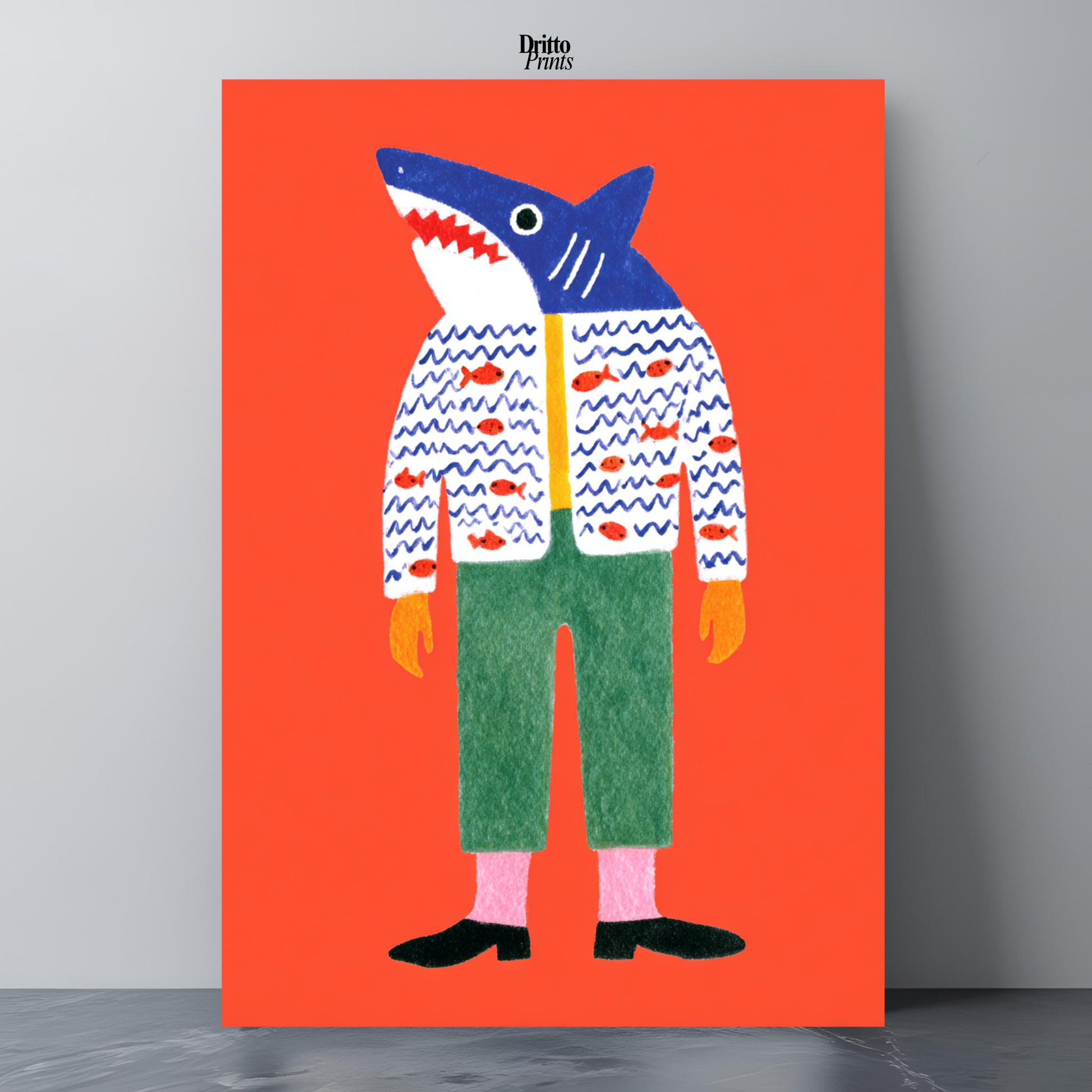 (PD33) Cyber Predator – High-Tech Shark Mask Poster