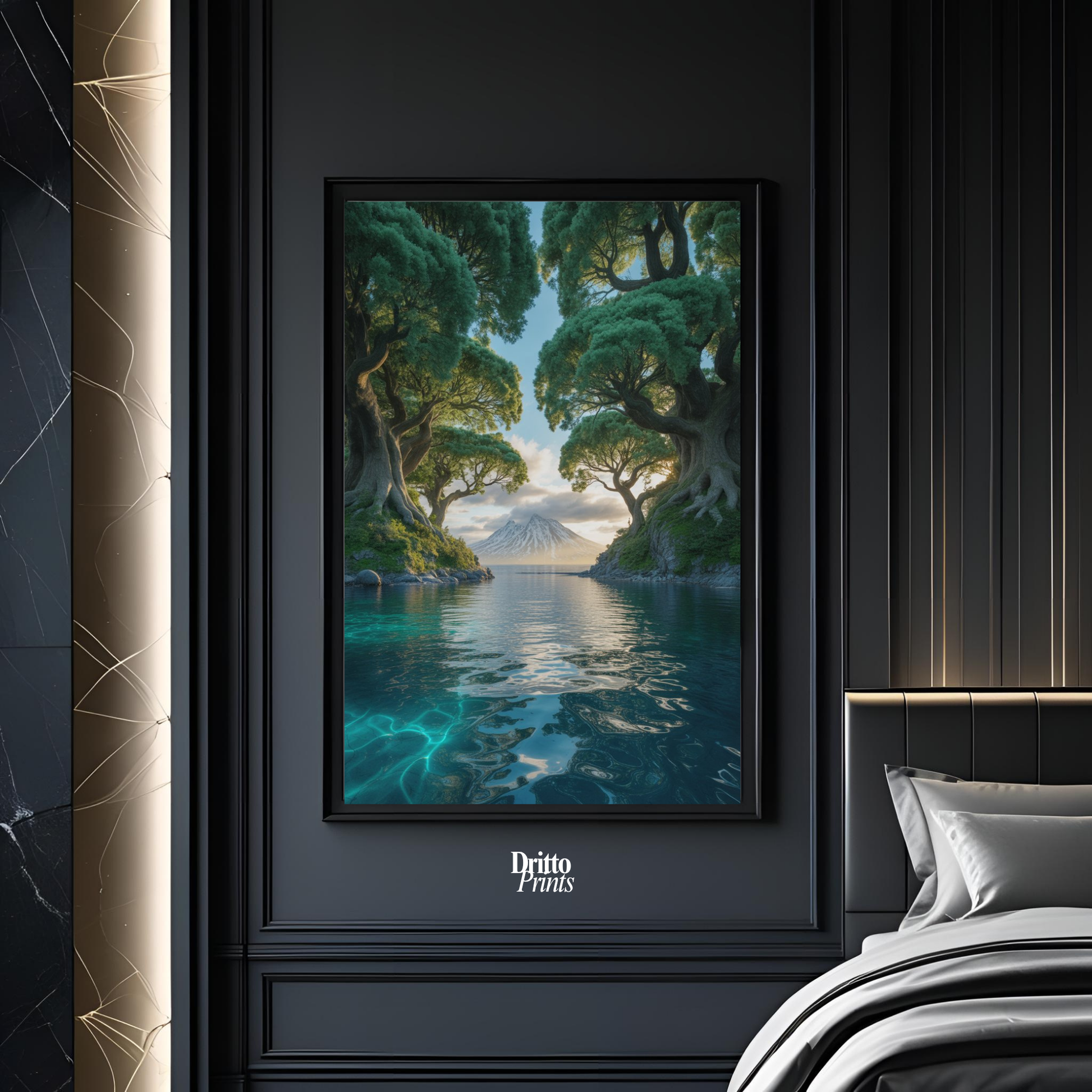 (FD28) Serene Forest & Sea - Framed matte paper poster