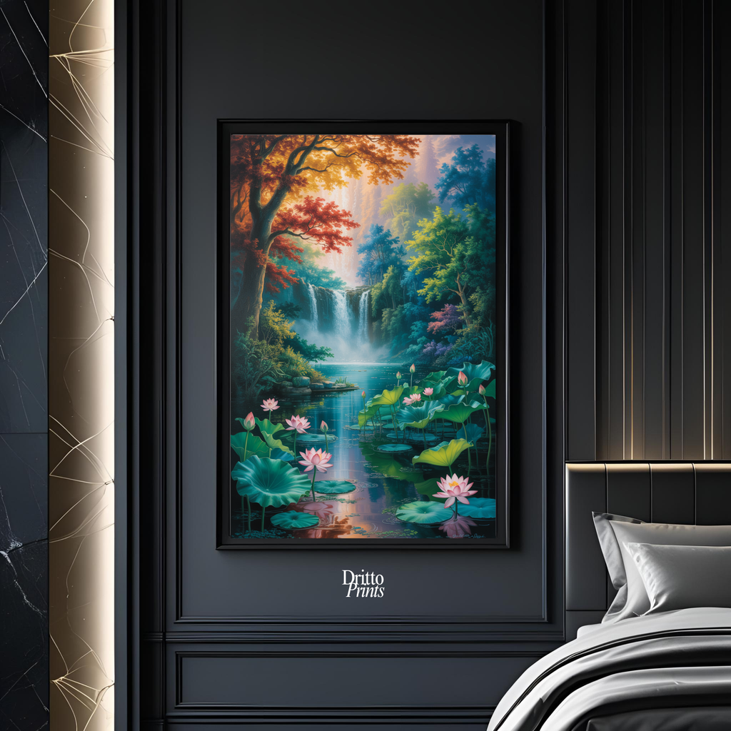(FD26) Dream of the Lotus Falls - Framed matte paper poster