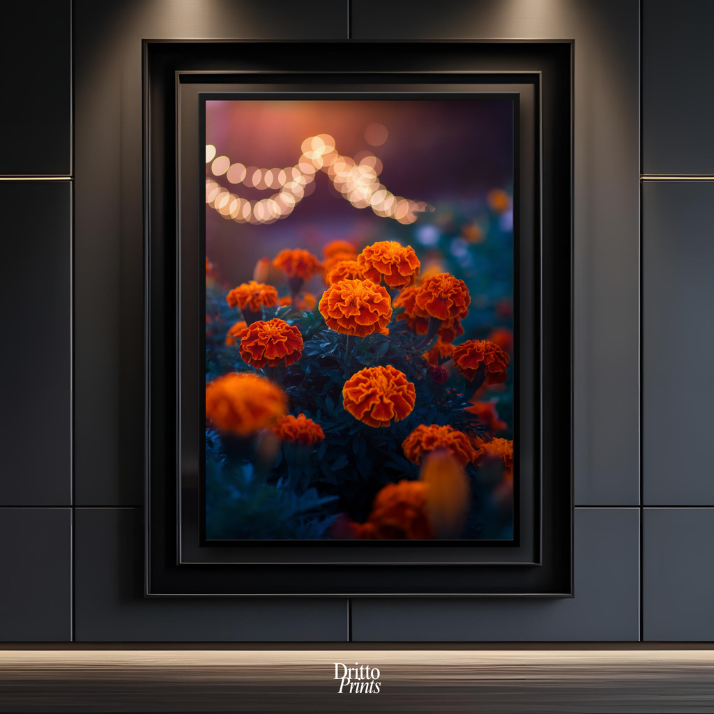 (FD19) Golden Marigolds - Framed matte paper poster