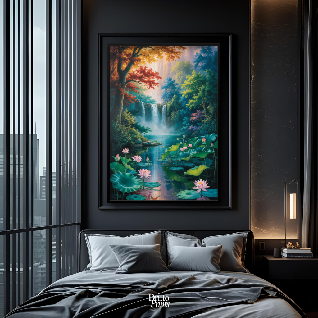 (FD26) Dream of the Lotus Falls - Framed matte paper poster