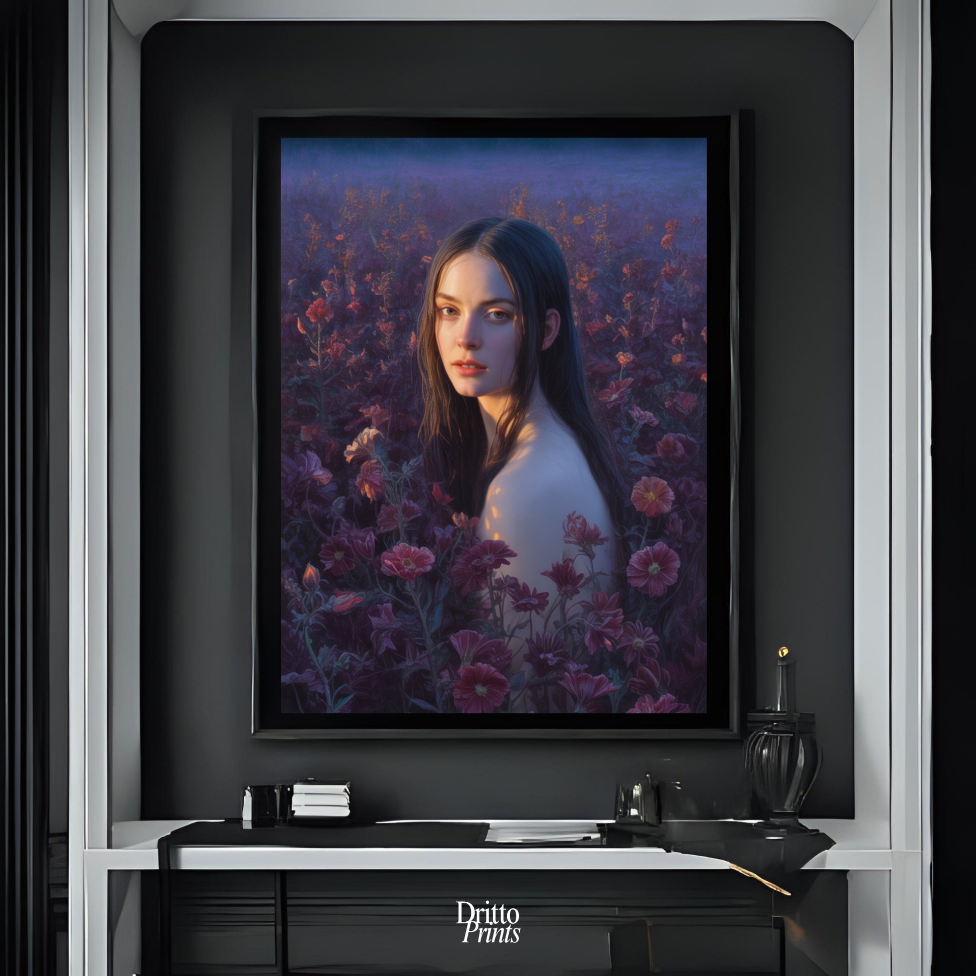 (FD21) Eclipsed in Bloom - Framed matte paper poster