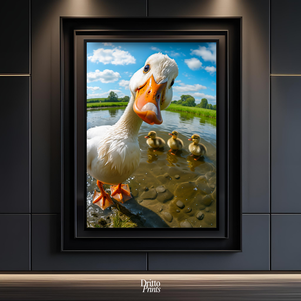 (FD15) Duck, Duck... Hello! - Framed matte paper poster