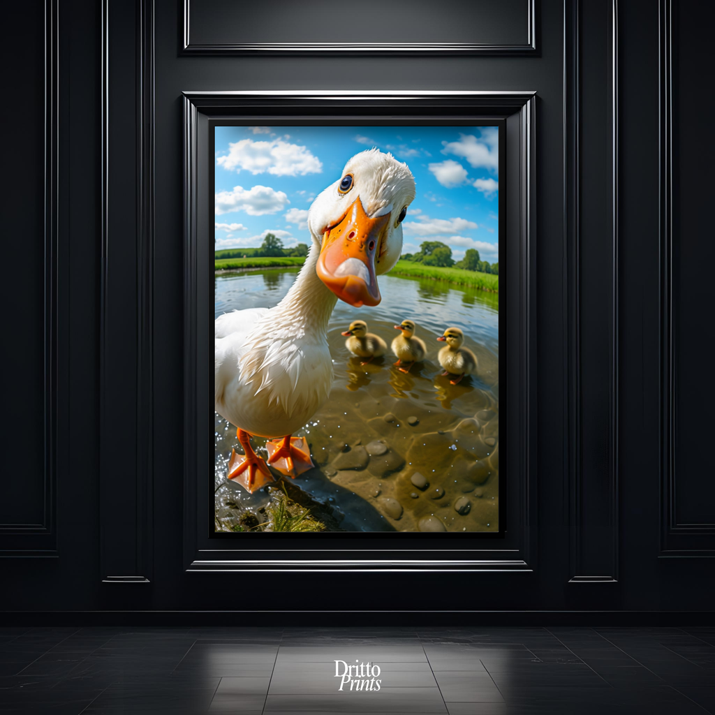 (FD15) Duck, Duck... Hello! - Framed matte paper poster