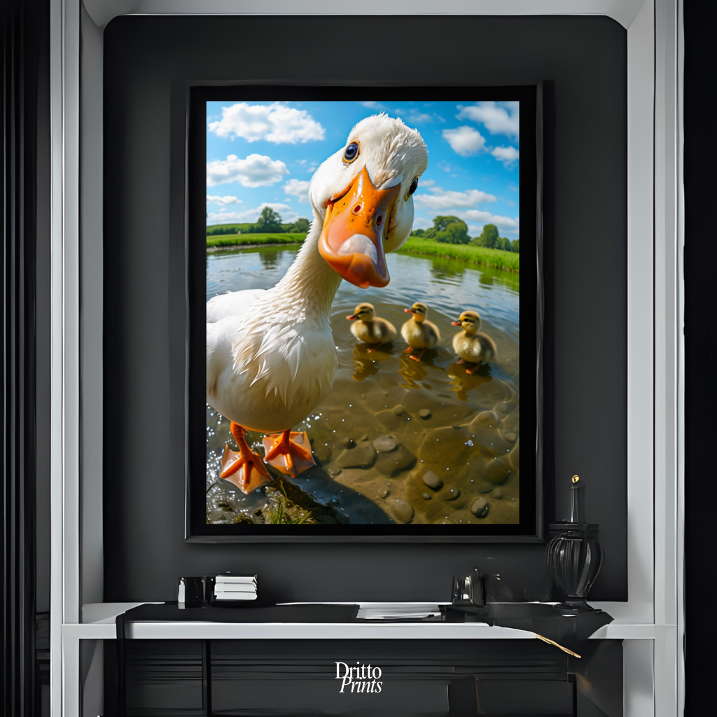 (FD15) Duck, Duck... Hello! - Framed matte paper poster