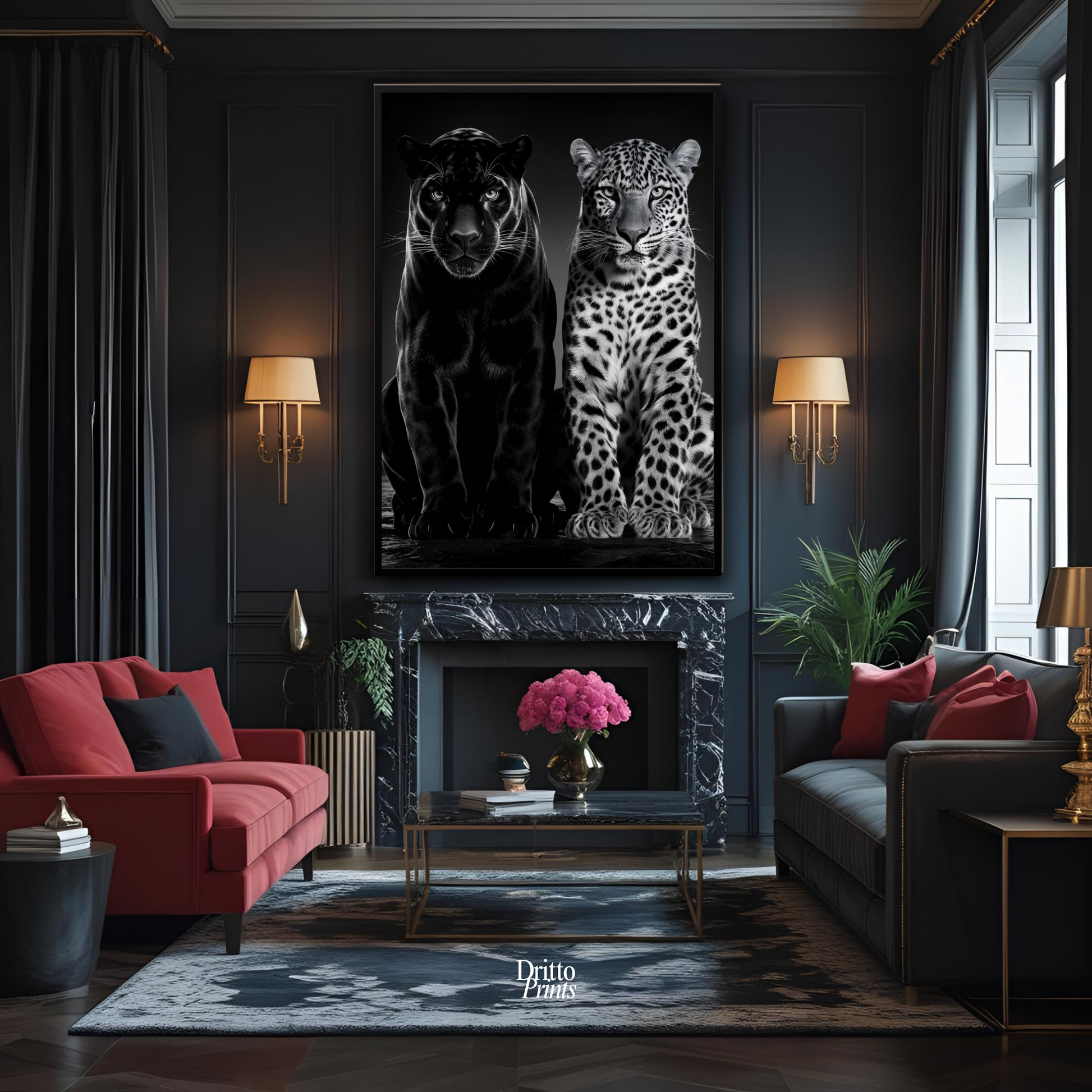 (FD5) Black Panther and Leopard – Silent Royals Framed matte paper poster