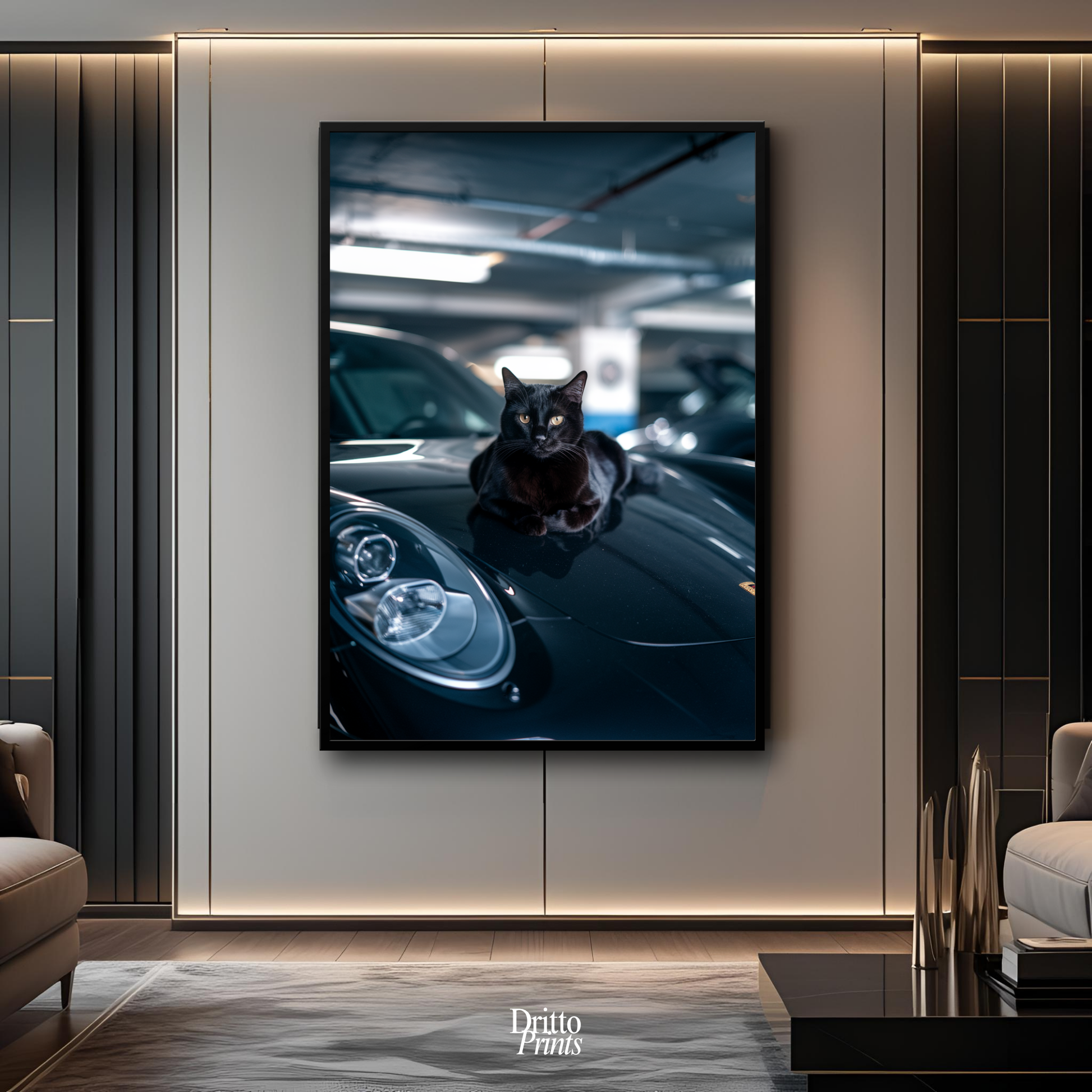 (FD9) Black Cat Turbo - Framed matte paper poster