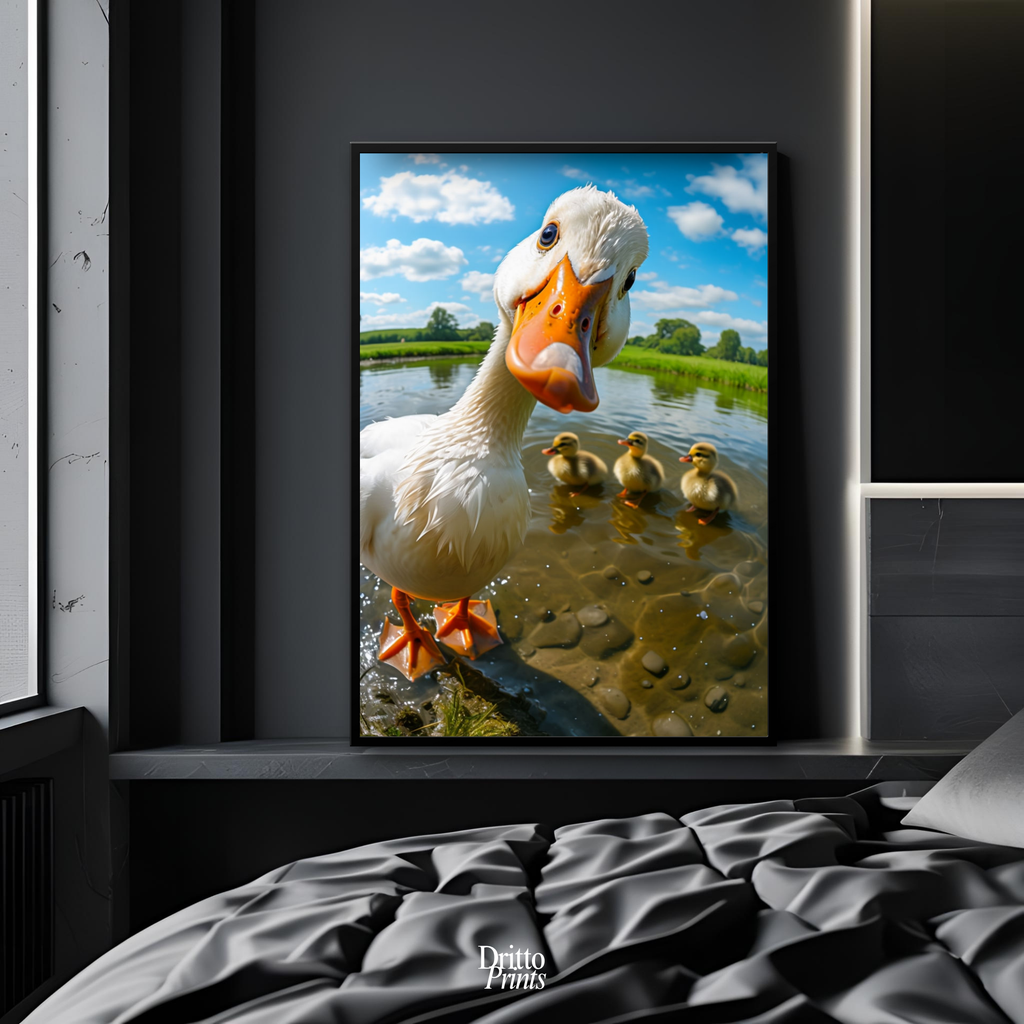 (FD15) Duck, Duck... Hello! - Framed matte paper poster