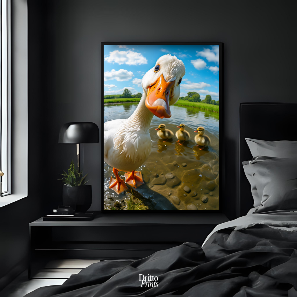 (FD15) Duck, Duck... Hello! - Framed matte paper poster