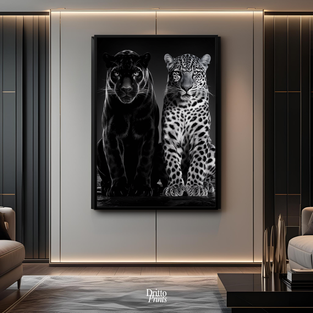 (FD5) Black Panther and Leopard – Silent Royals Framed matte paper poster