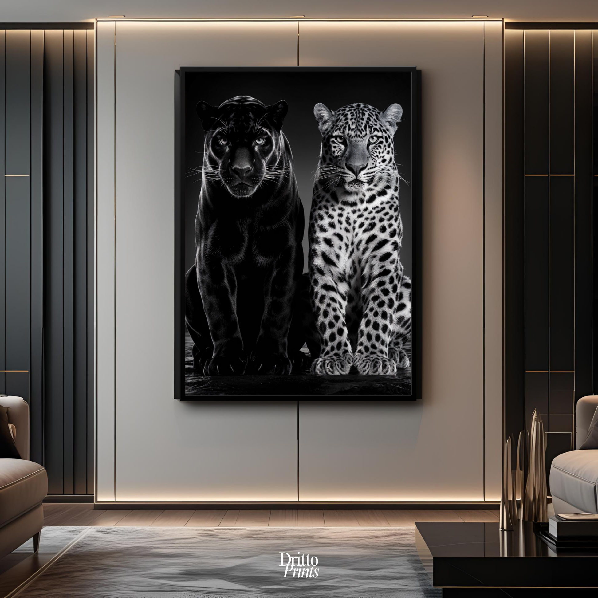 (FD5) Black Panther and Leopard – Silent Royals Framed matte paper poster